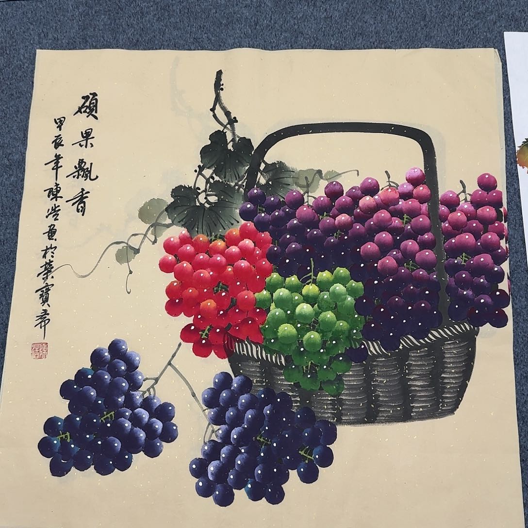 国画尺寸70X70手绘作品 