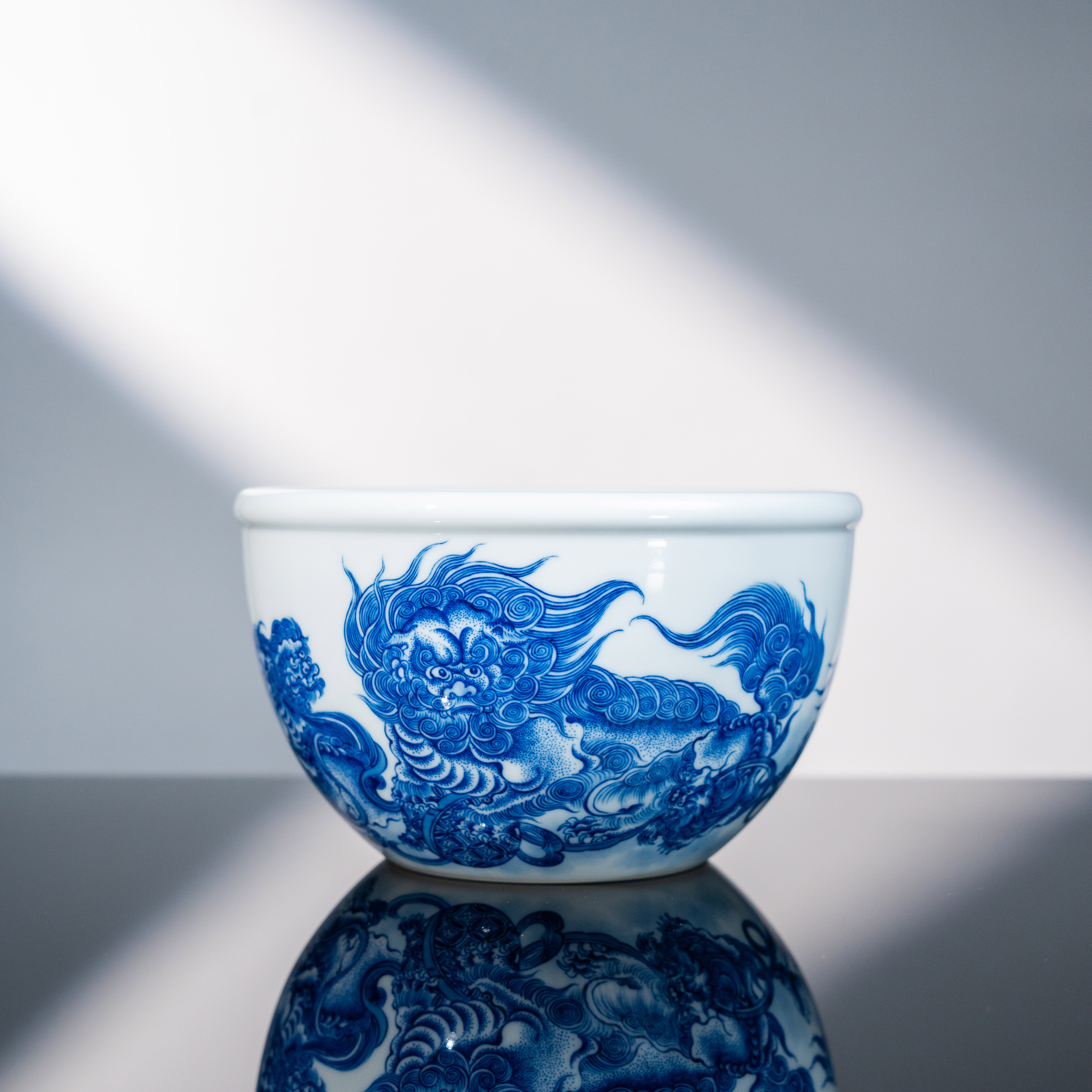 和然窑 点工九狮献瑞水洗原矿柴窑全手工瑞兽纹水洗陶瓷纯手工