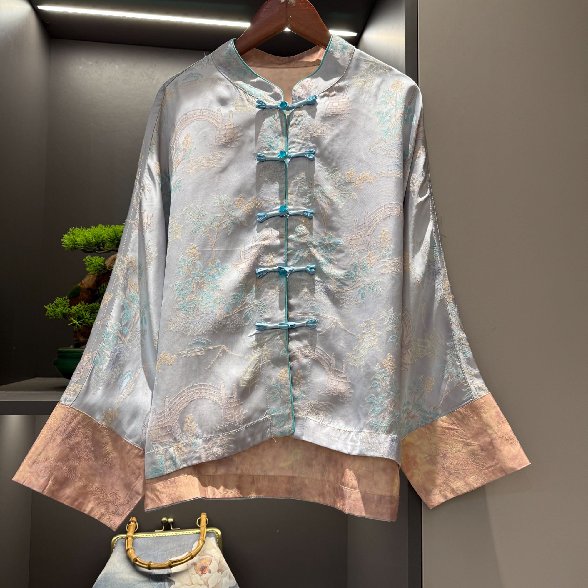 中式开衫复古盘扣传统亭台改良气质春季女装宽松上衣2003