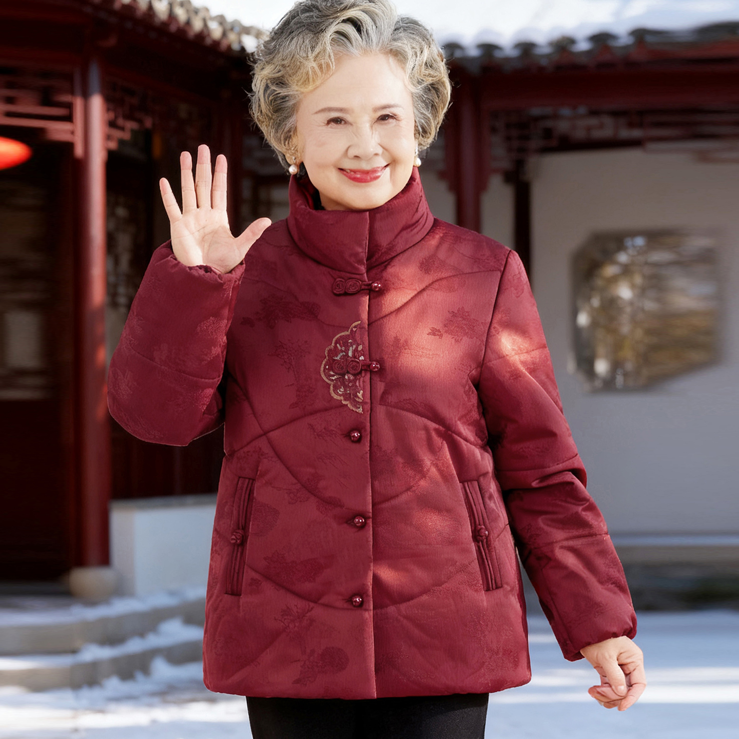 奶奶冬装棉服唐装上衣老年人妈妈冬季加厚国风棉袄老太太棉衣喜庆
