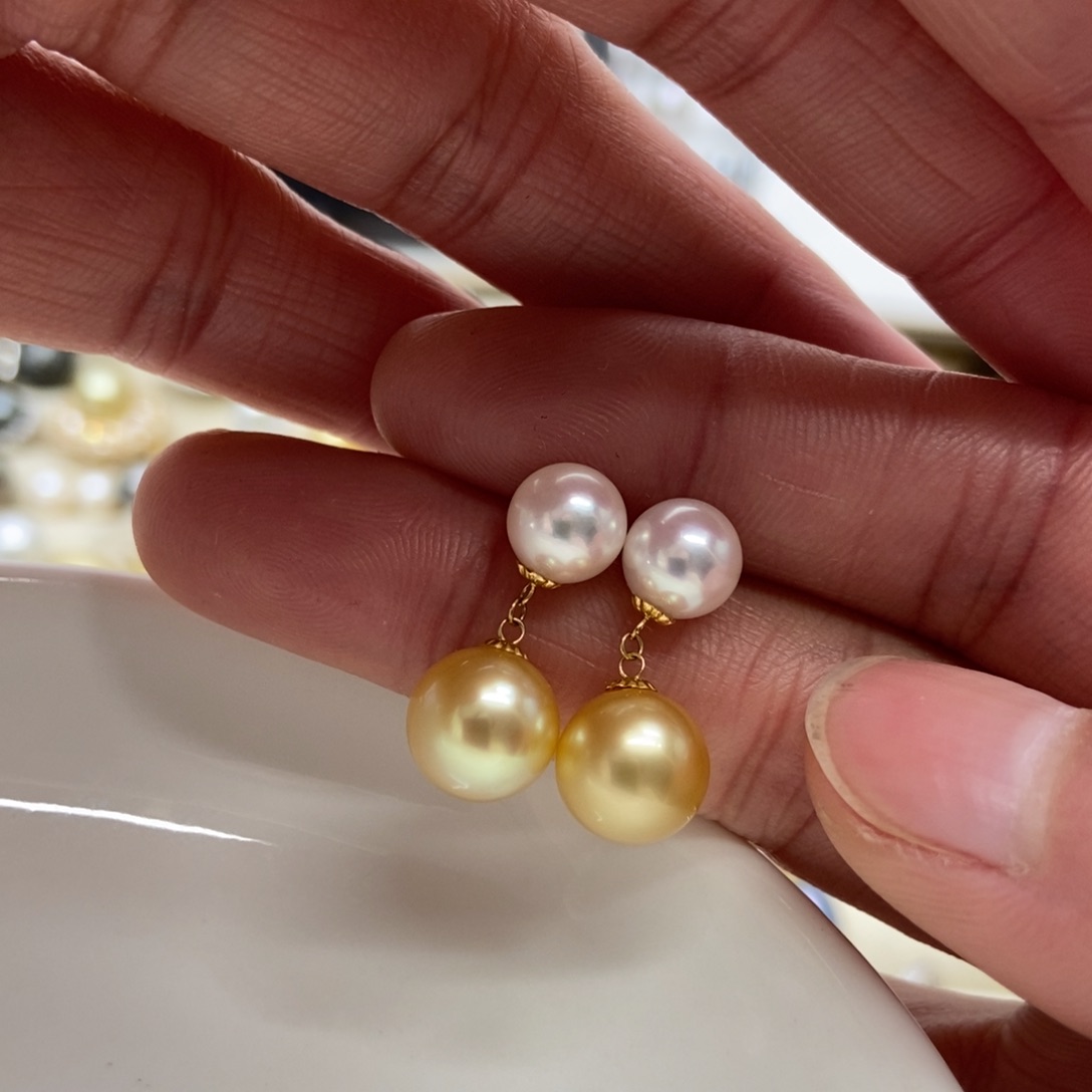 海水珍珠耳饰18K金镶嵌