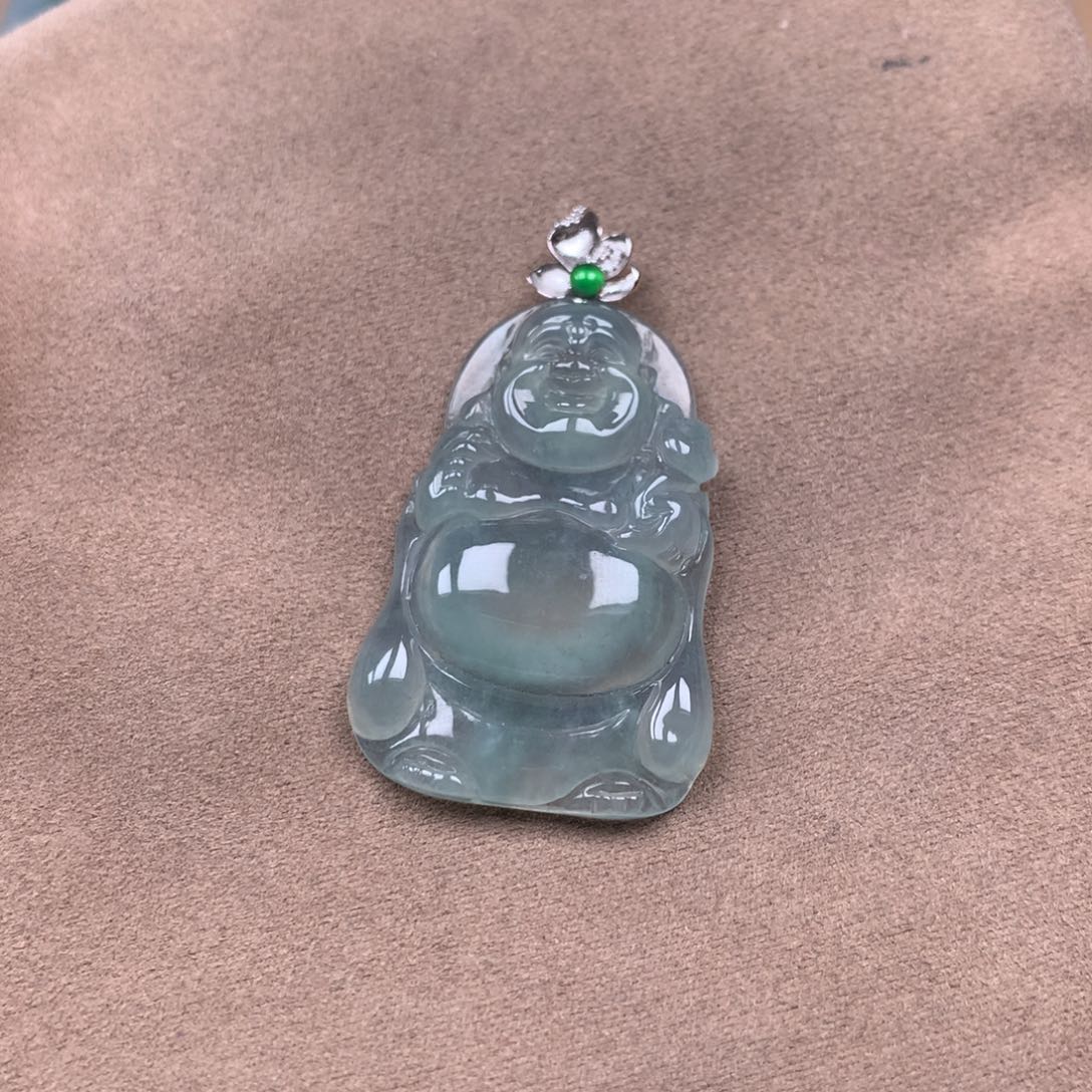 翡翠18K金镶嵌颈饰缅甸翡翠