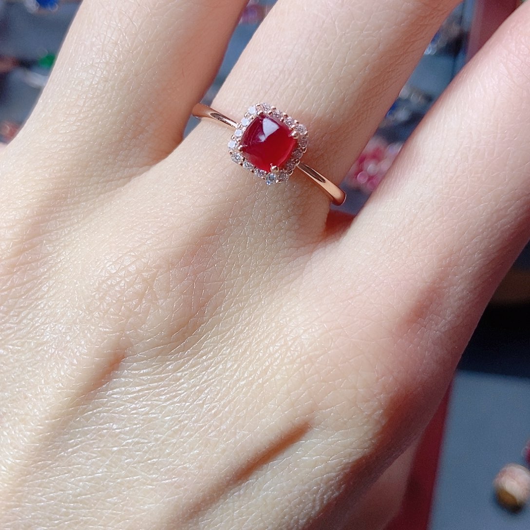 红宝石戒指银S925镶嵌
