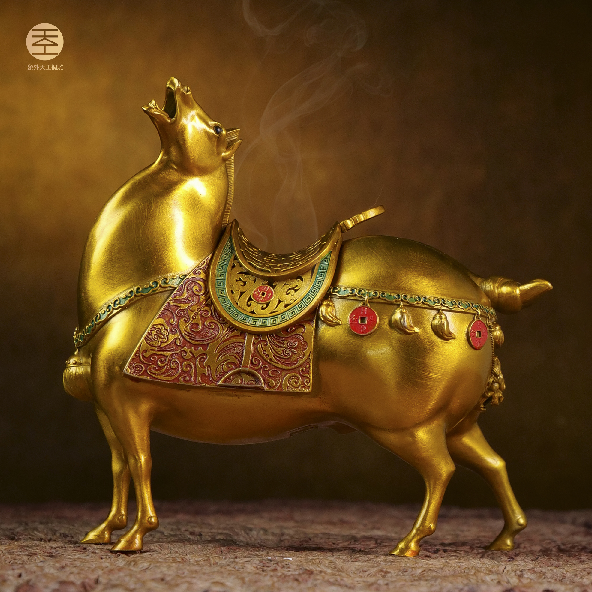 象外天工汉唐雄风唐马 香炉全铜摆件 雕塑艺术品 艺术家原创
