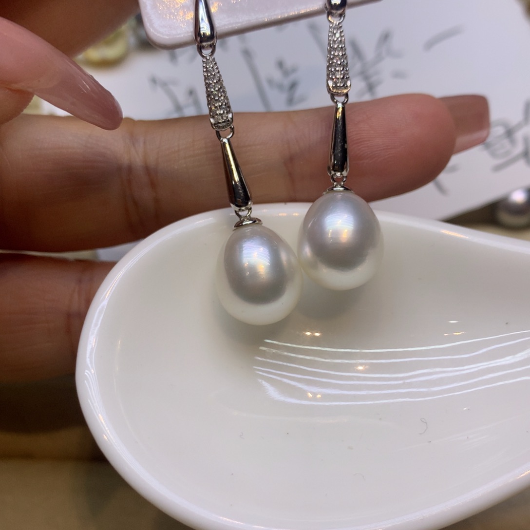 银S925镶嵌耳饰海水珍珠