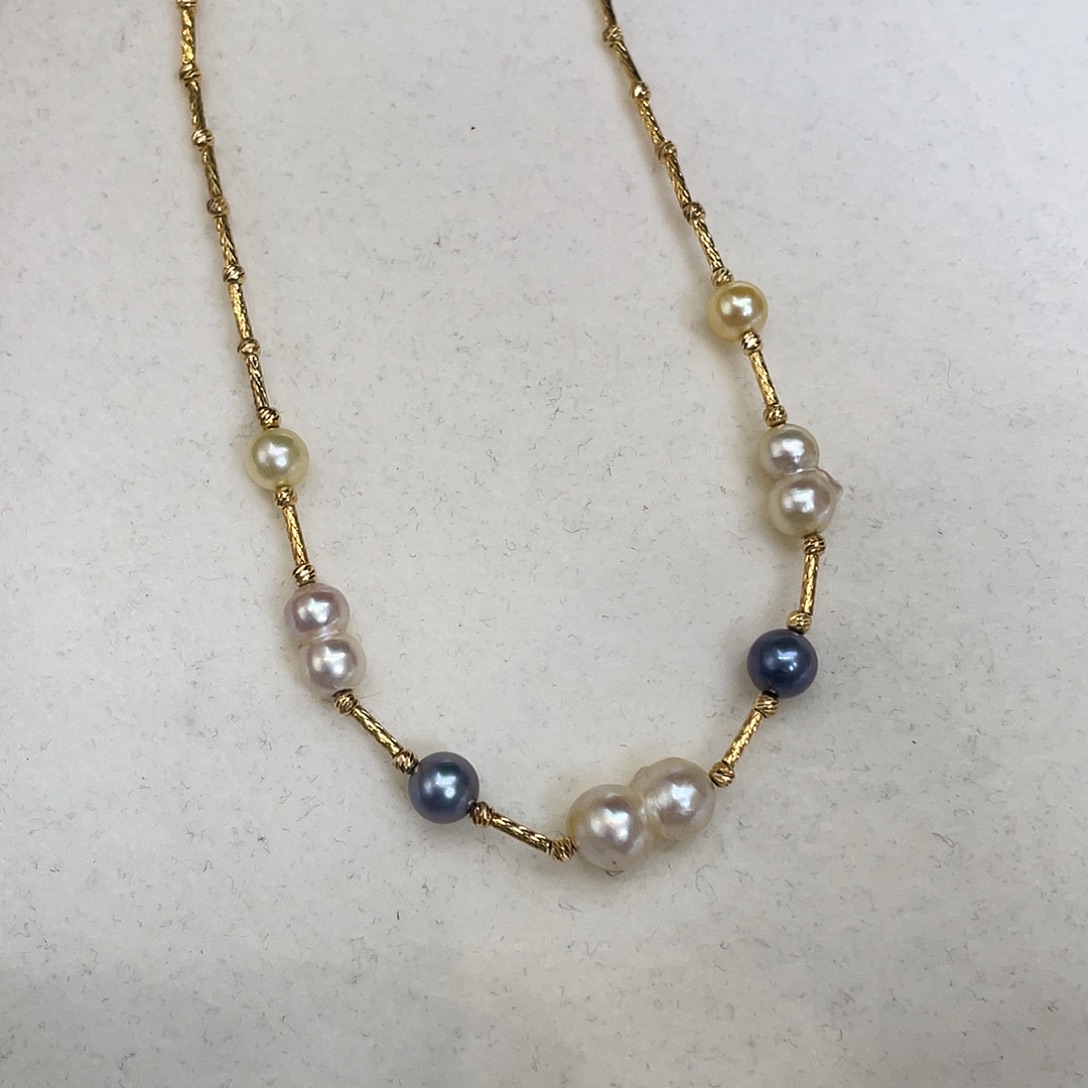 项链银S925镶嵌海水珍珠