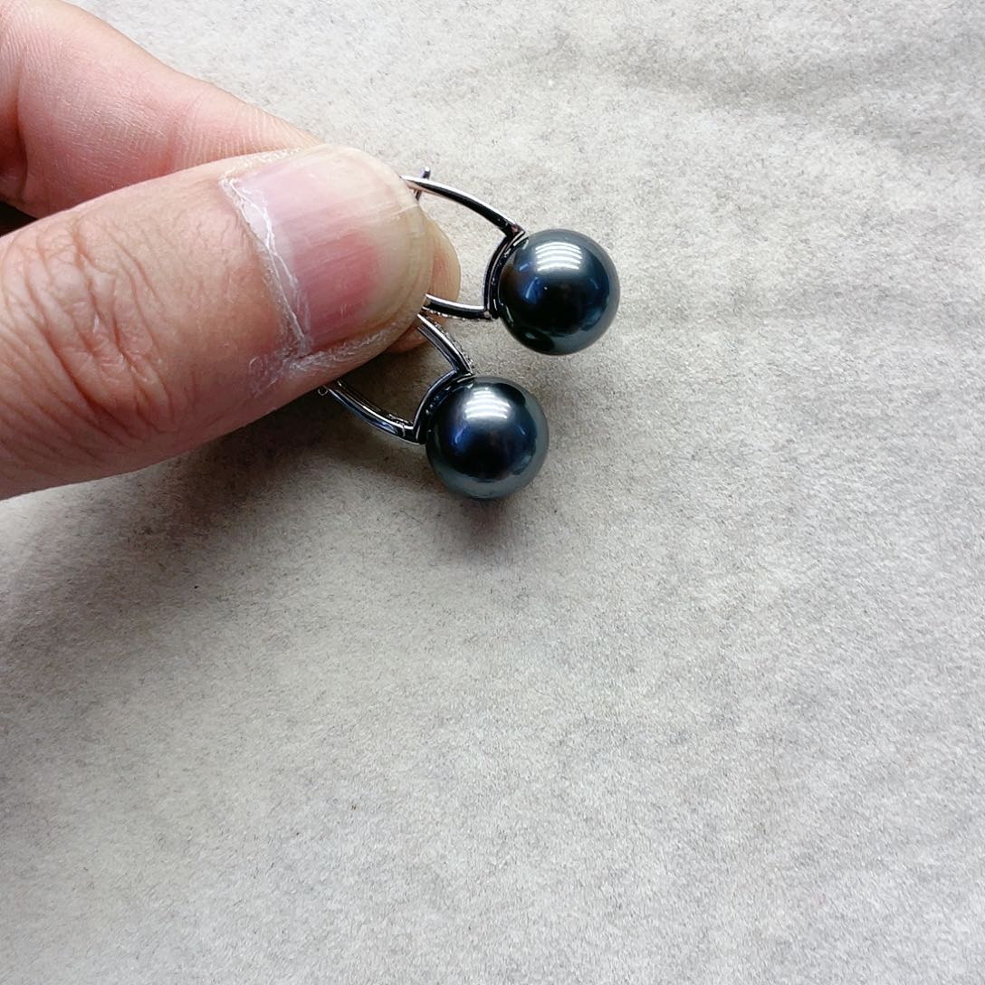 海水珍珠耳饰银S925镶嵌