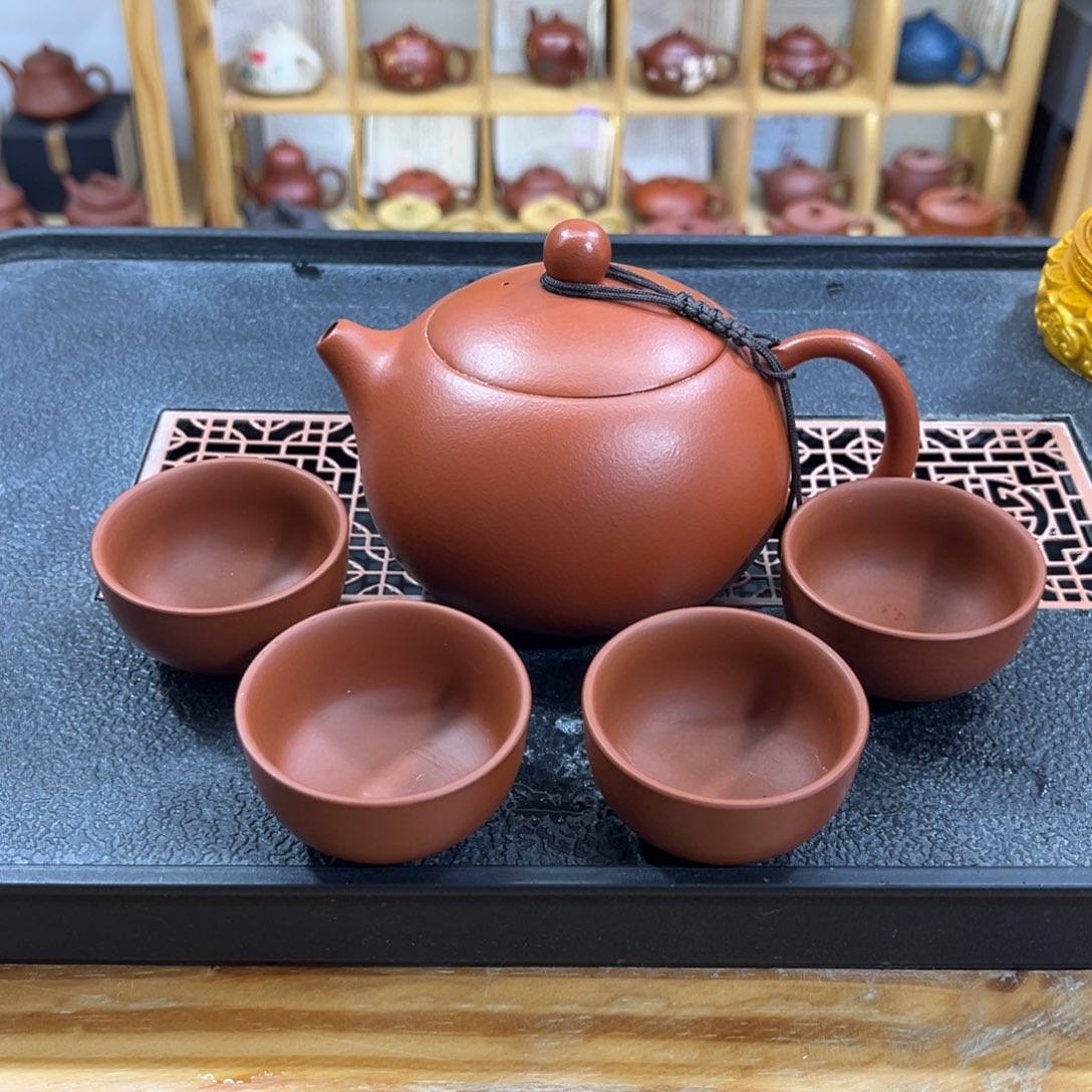 紫砂茶案胖西施（一壶四杯）