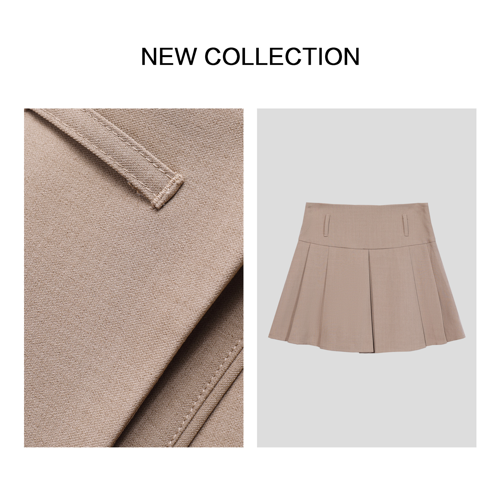 【珊珊专属】Q5F36002B 春新款 卡其色修身短裙 立体剪裁-6002