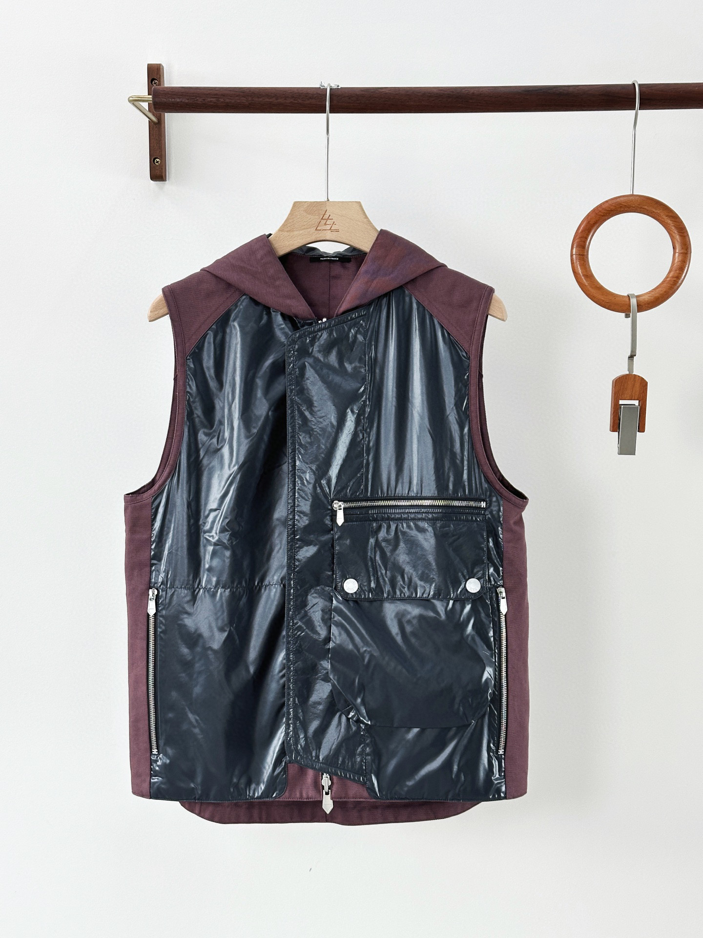 未使用 Hermes/爱马仕 爱马仕 男士戴帽拉链背心马甲，双面可穿 