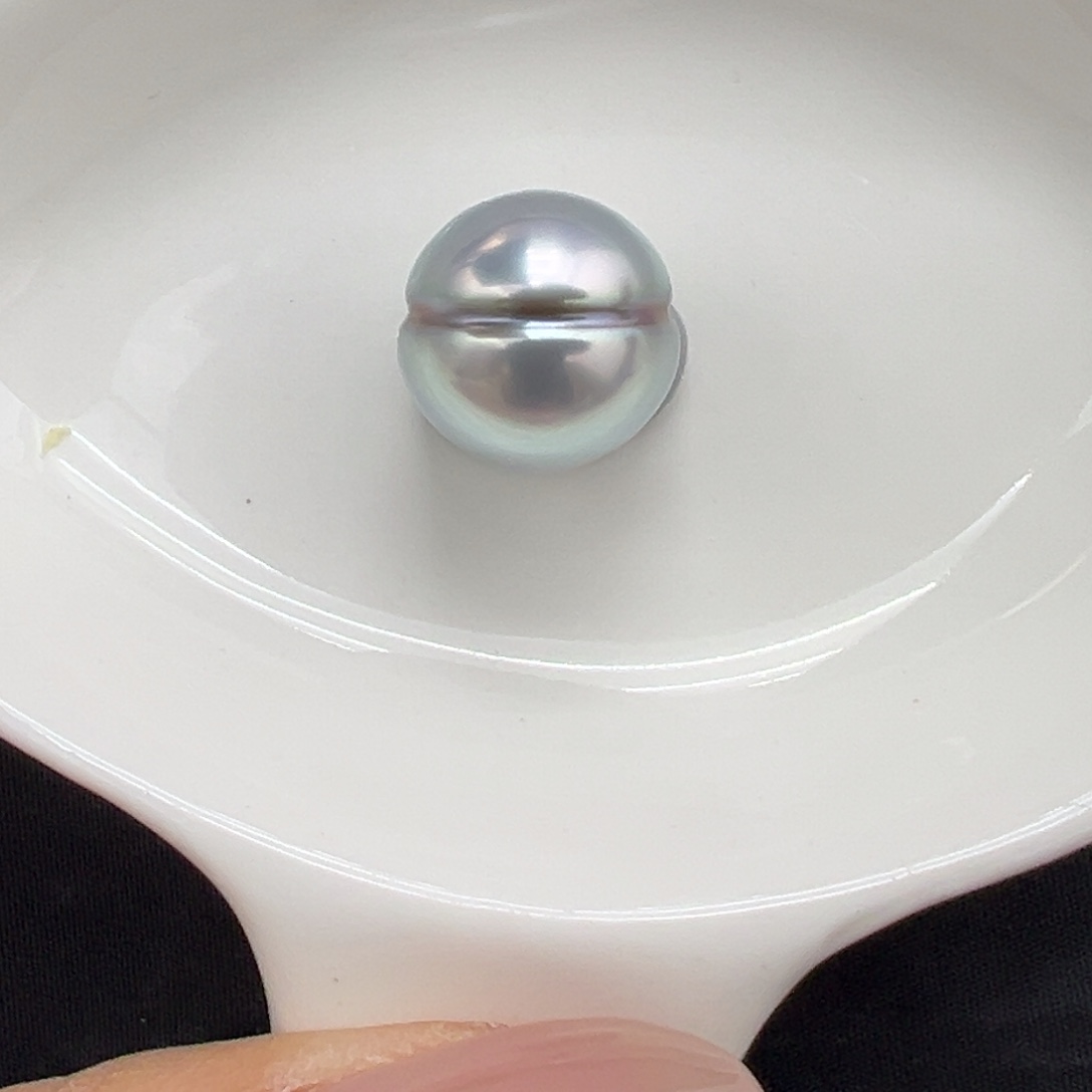 12.2mm铂金灰汉堡型裸珠海水珍珠未镶嵌
