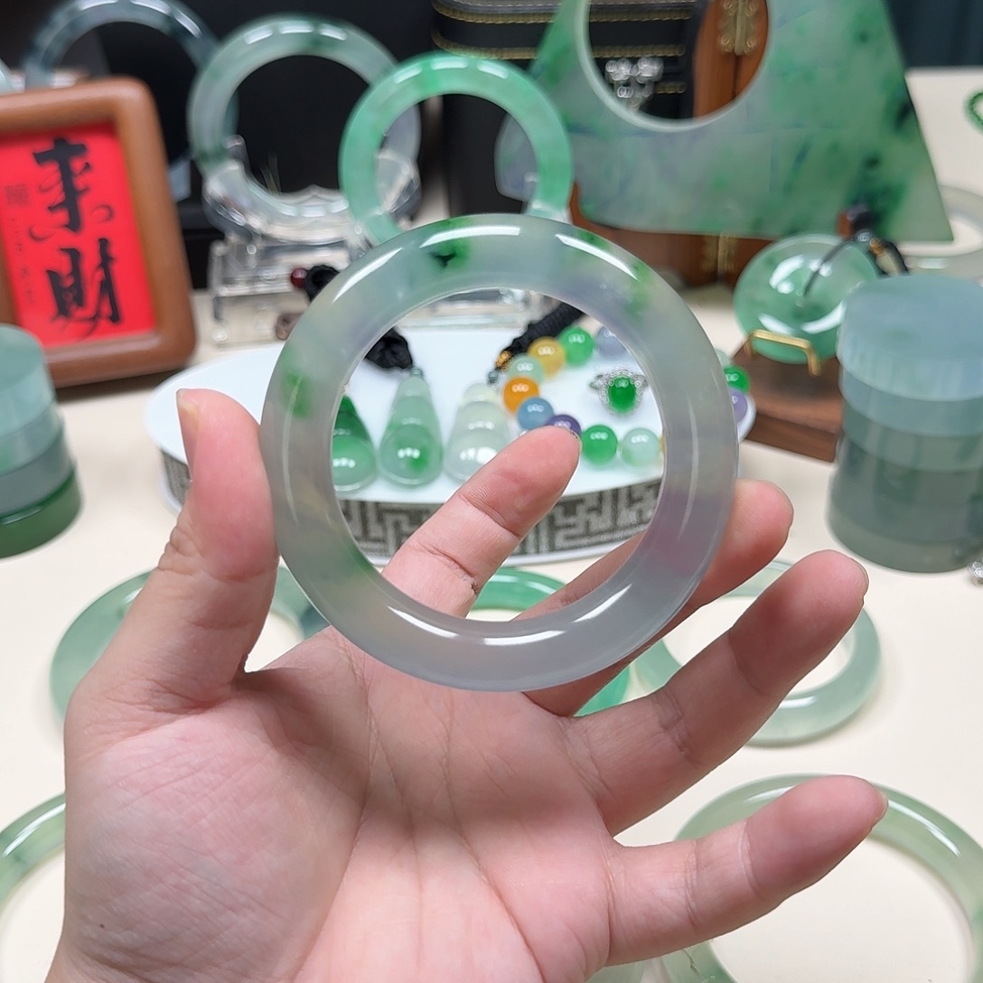 半***心玻璃非金属完美飘绿花圆条56.4