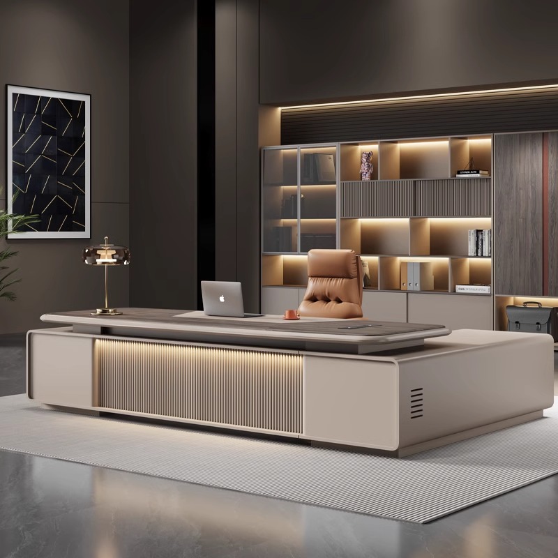 领导老板办公桌椅组合简约现代经理总裁桌烤漆领导轻奢大班台