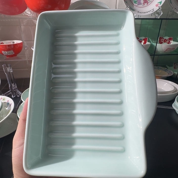 9寸单柄烤盘（影青）联盟陶瓷