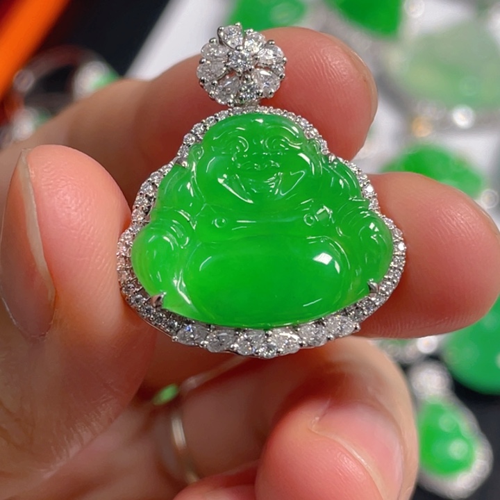 翡翠18K金镶嵌吊坠(不含链)