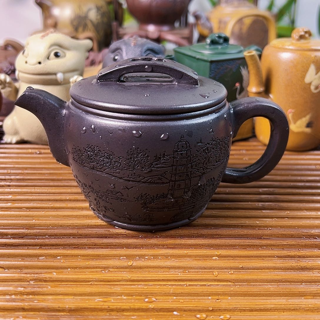 紫砂茶壶汉瓦石黄310cc