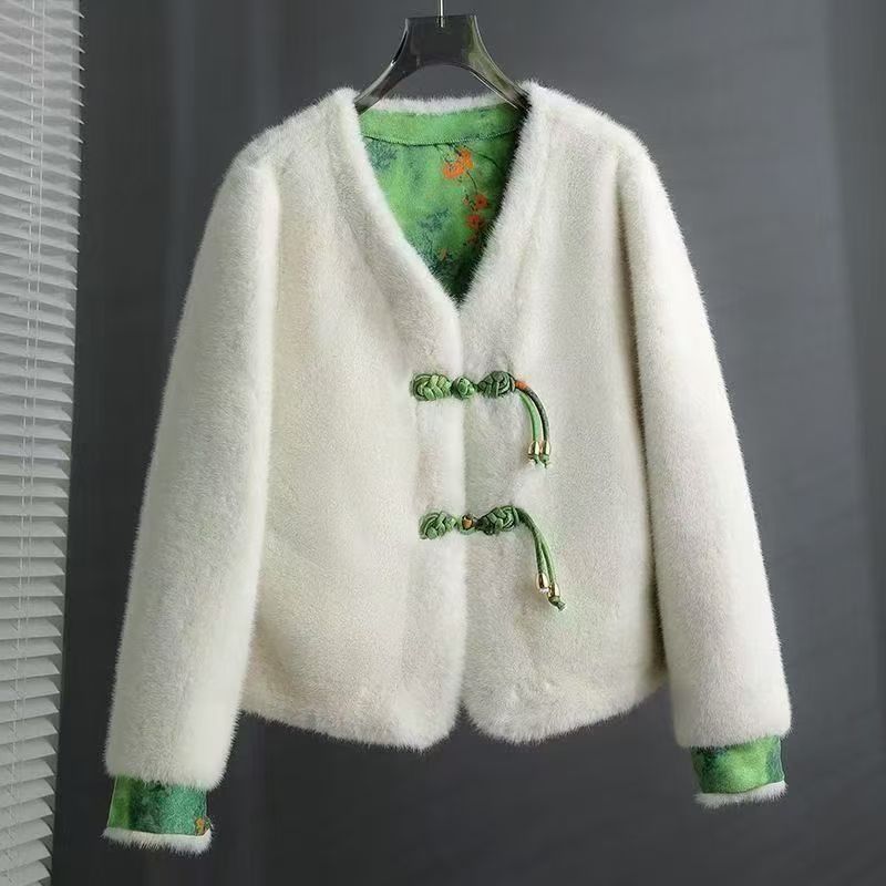 D001时尚女装貂绒外套气质百搭