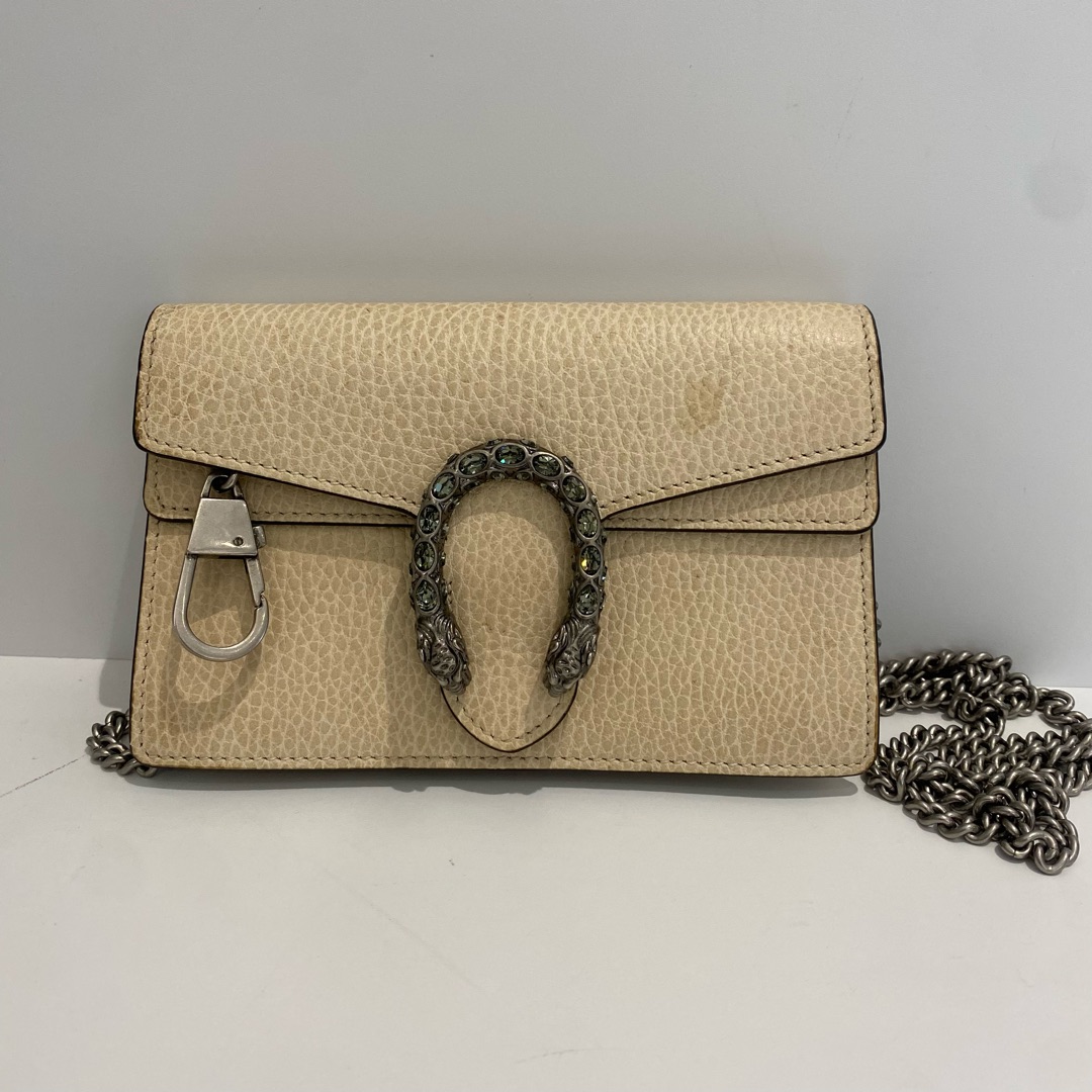 95新 GUCCI/古驰 酒神mini白色链条包16358786