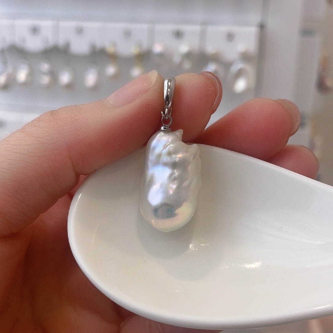 淡水珍珠天然珍珠巴洛克银S925镶嵌