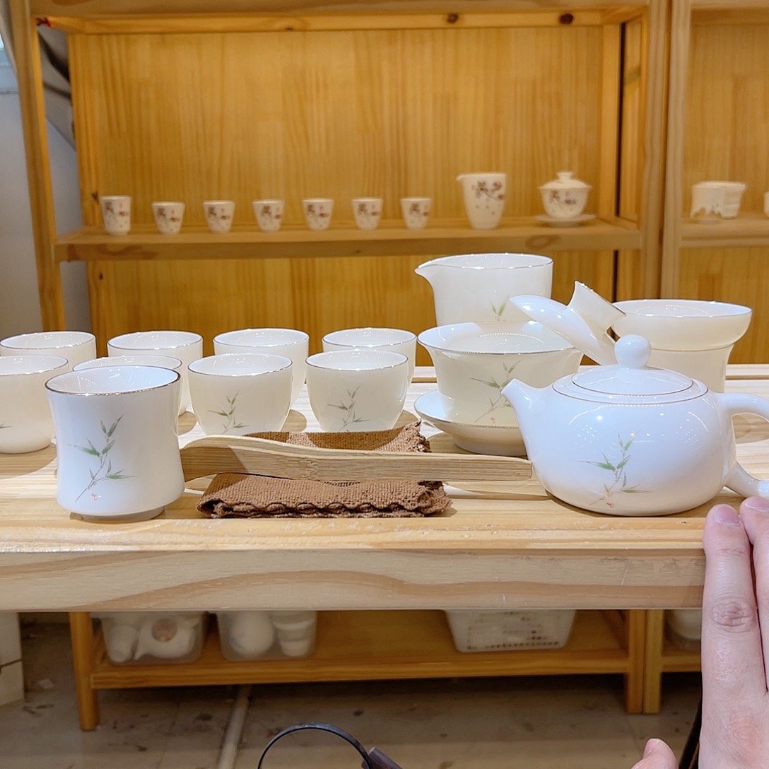 杯玄致羊脂玉瓷茶具套装