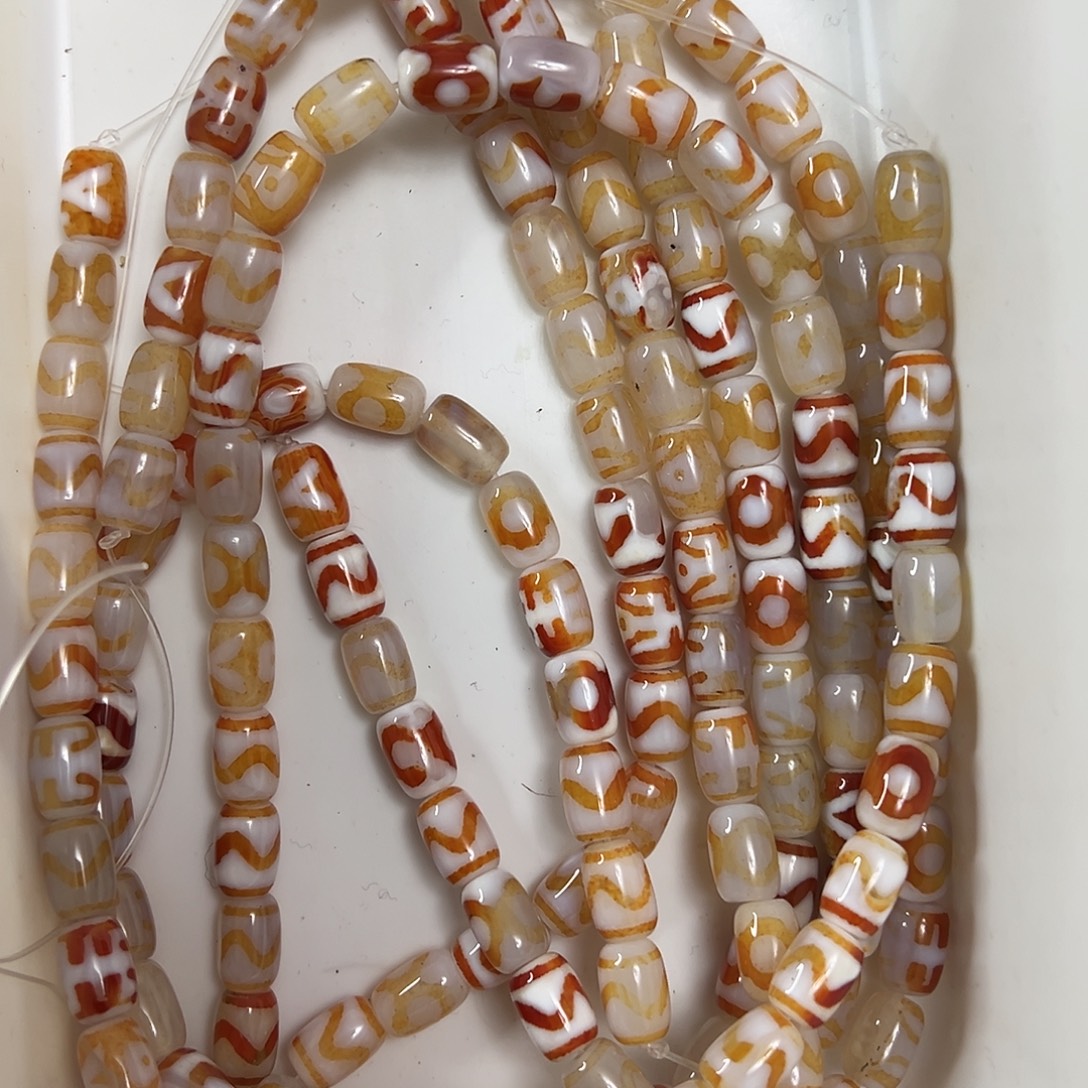 玛瑙/玉髓合金珠宝半成品，卡8x11天珠一条