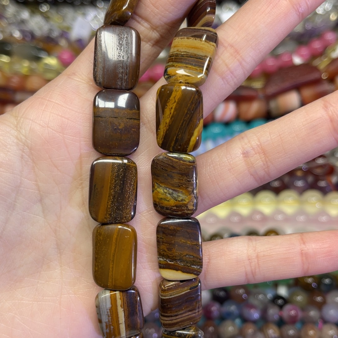 玛瑙/玉髓散珠天然虎眼卡13长条38厘米