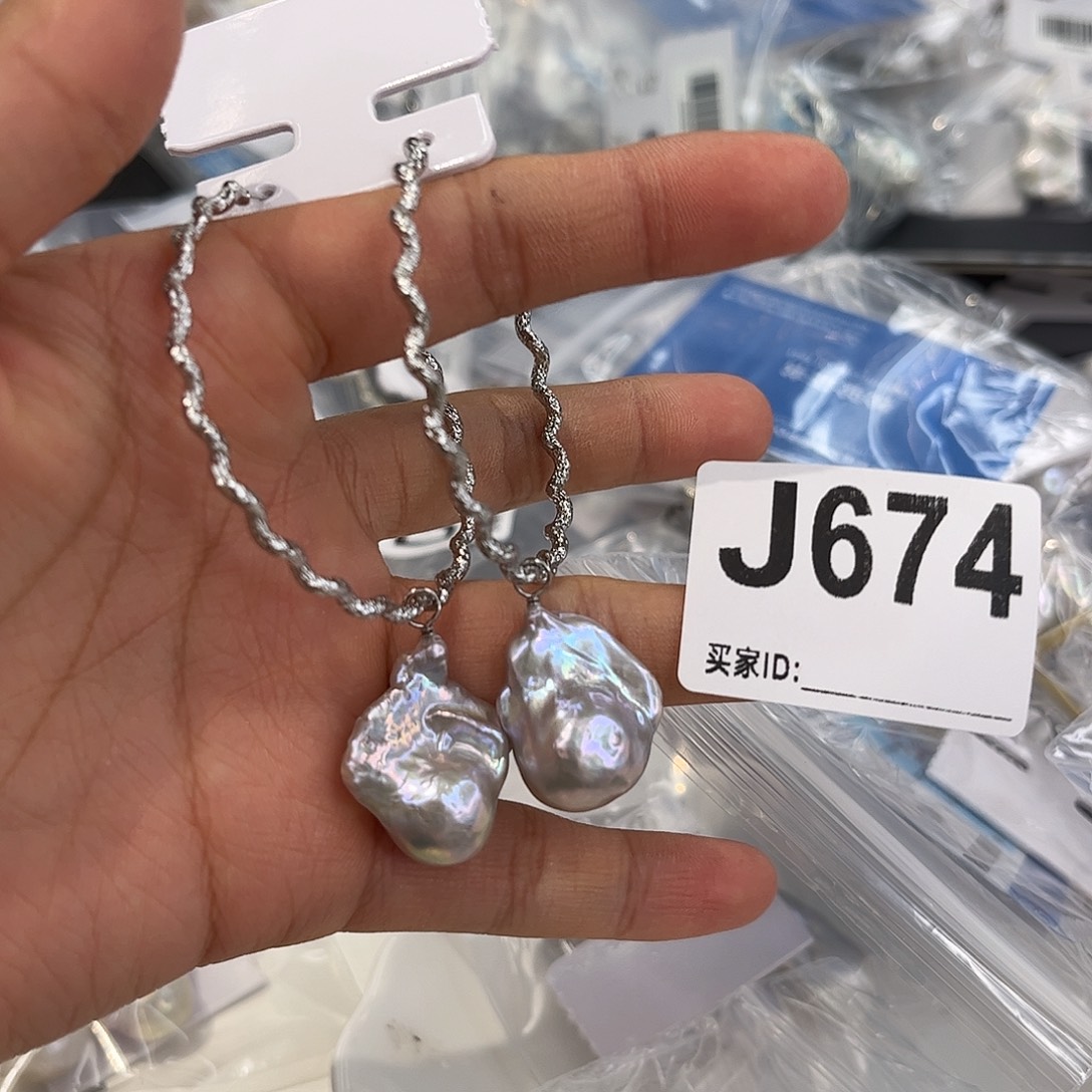 合金淡水珍珠耳饰
