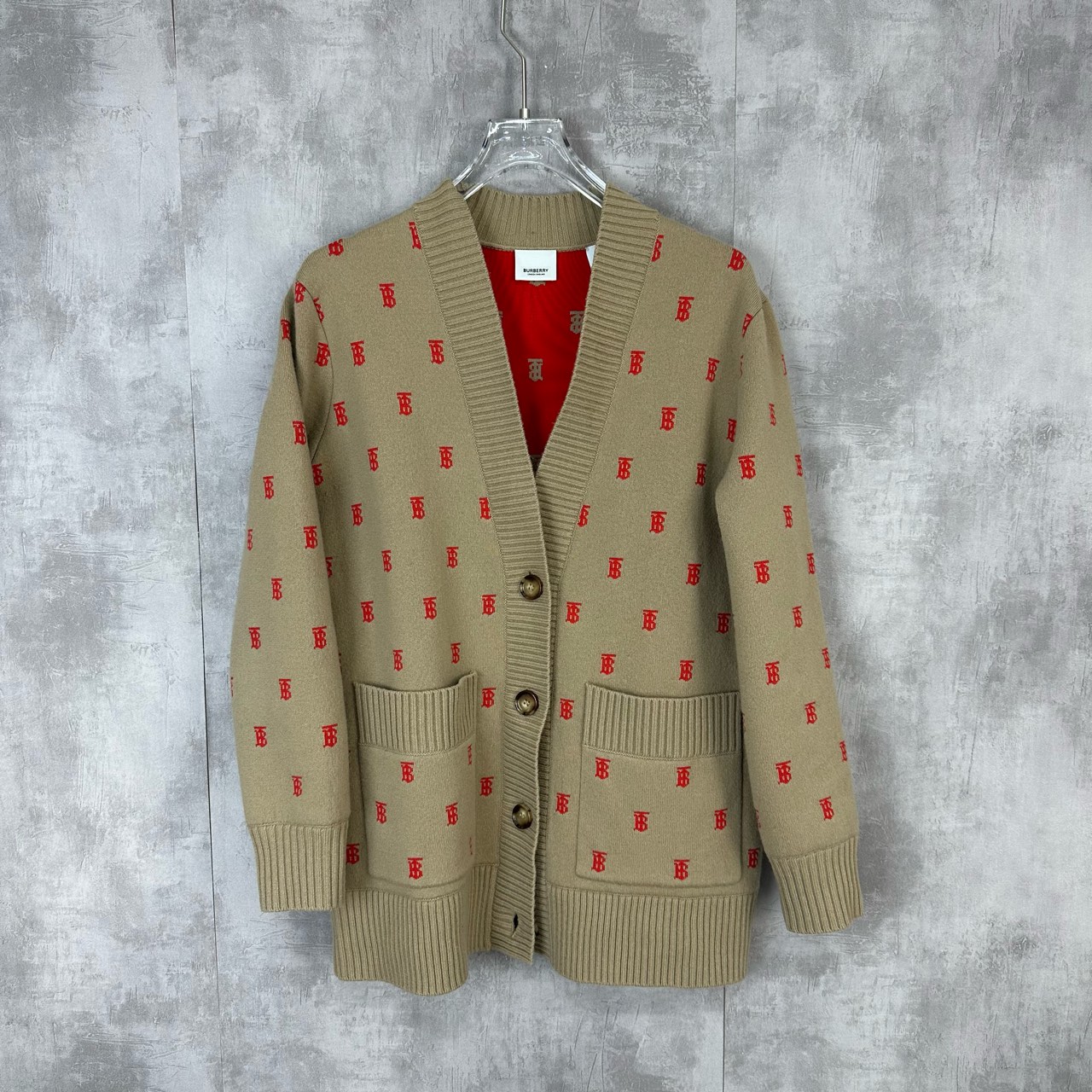 99新 BURBERRY/博柏利 巴宝莉/Burberry 卡其色开衫V领毛衣