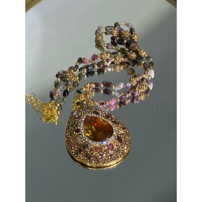 铜合金合成锆石项链 TTSD 水滴形苏丹石时尚潮流百搭款项链 8084