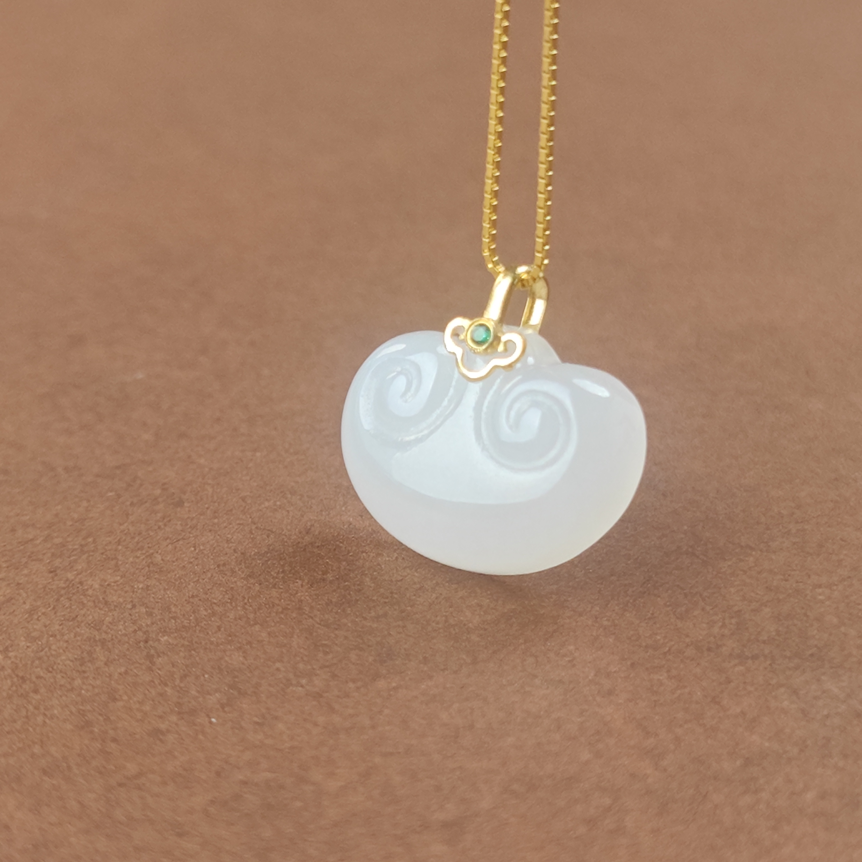 『安徐珠宝』和田玉白玉如意头 多样性发其一  RYT-001A3