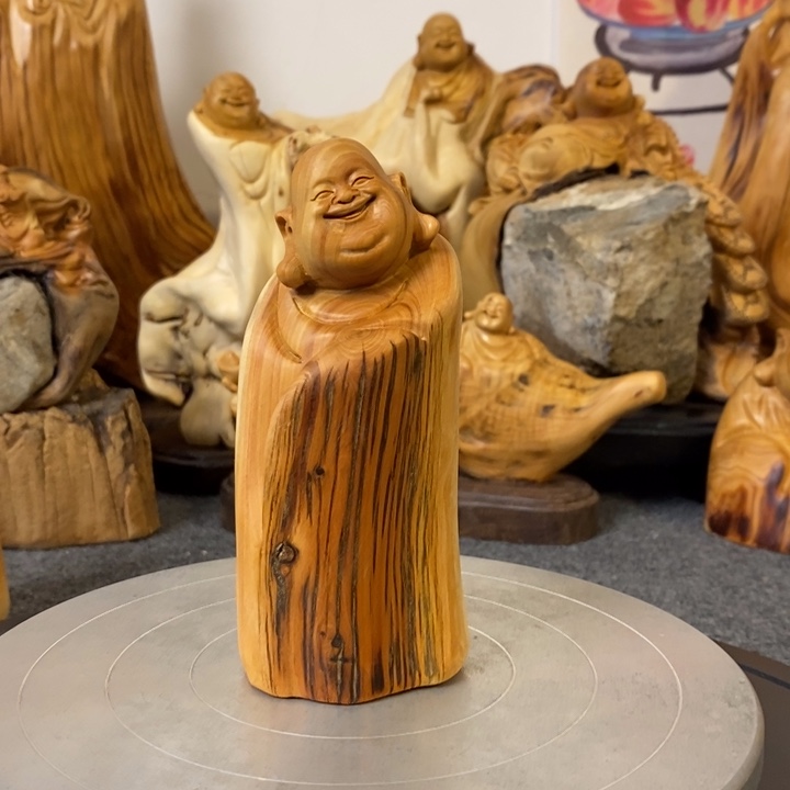 柏木（崖柏）崖柏弥勒佛摆件根雕工艺品