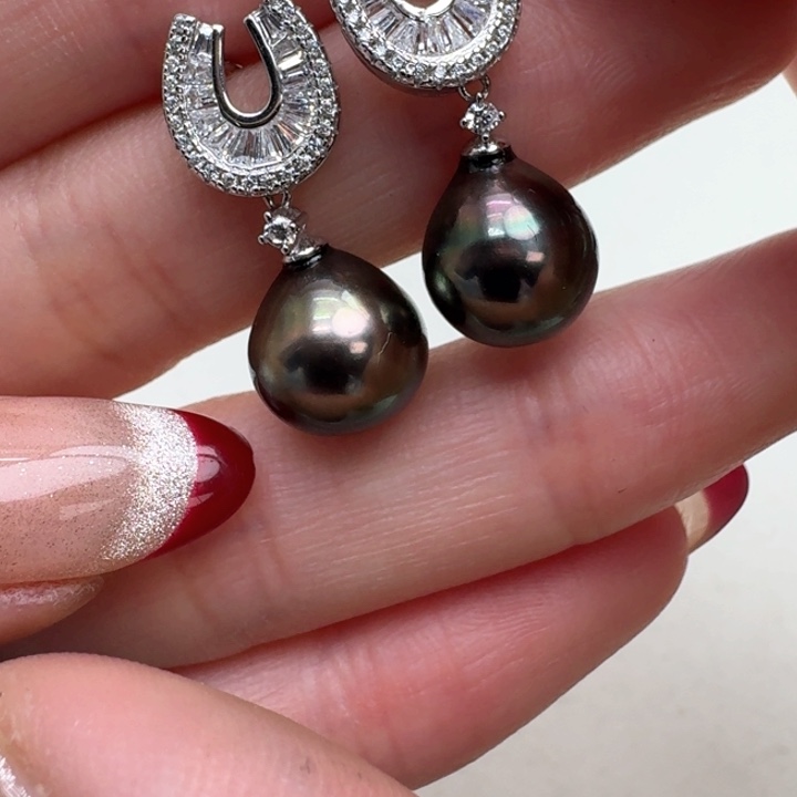 海水珍珠耳饰银S925镶嵌