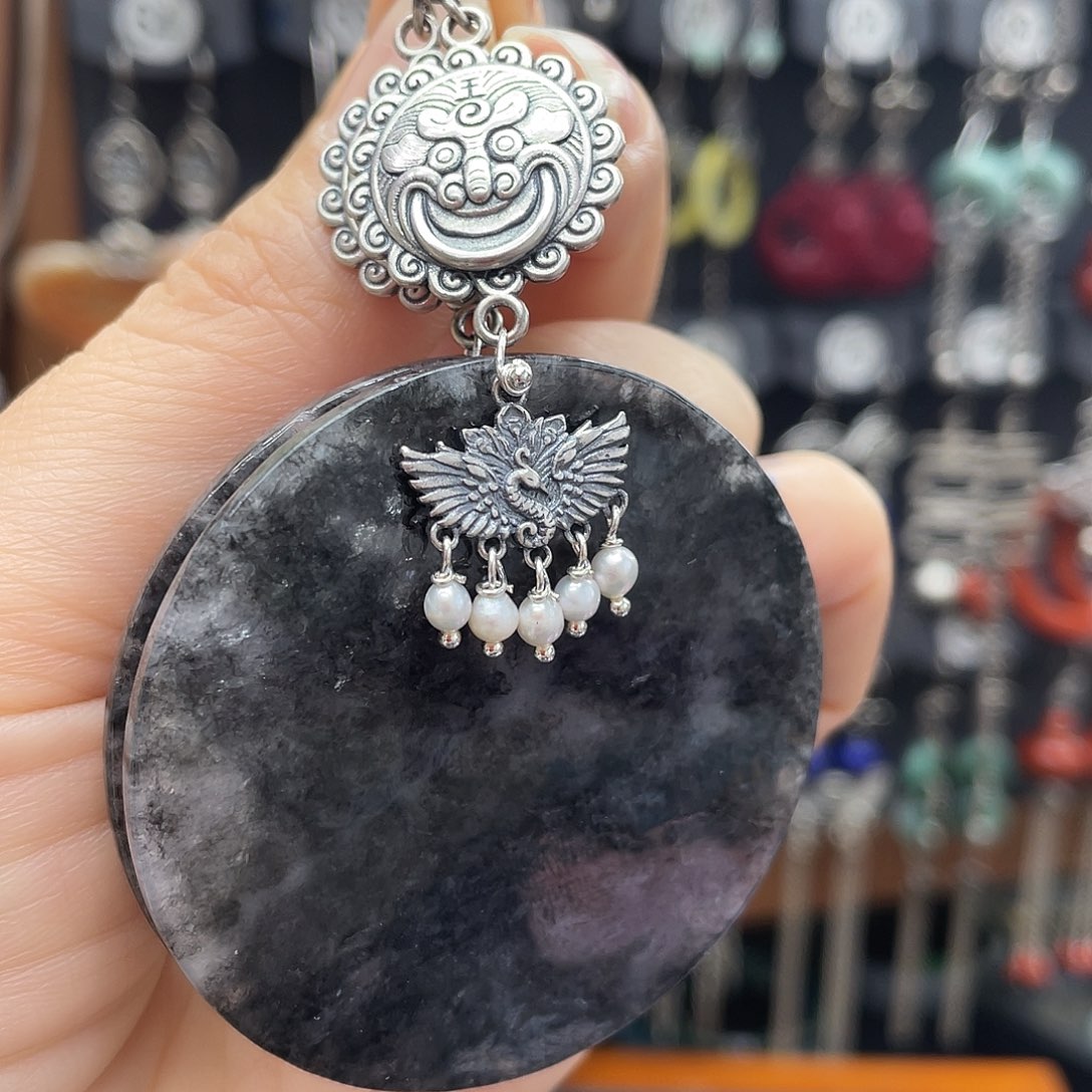 翡翠耳饰银S925镶嵌五****x754fhhgghgj