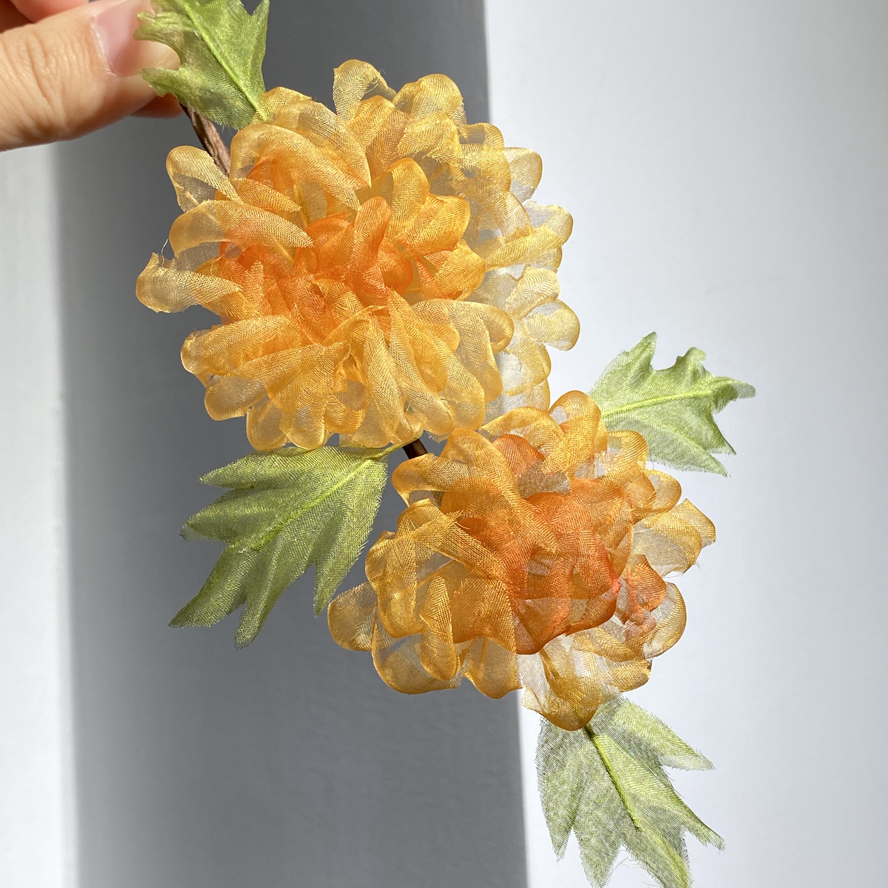 真丝烫花菊花国风汉服头饰古风发饰汉服配饰发簪原创唐风