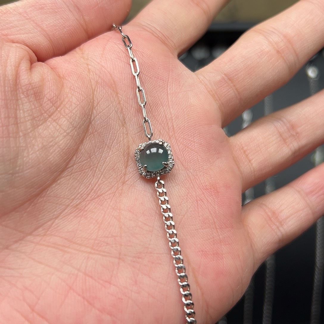 翡翠银S925镶嵌手链