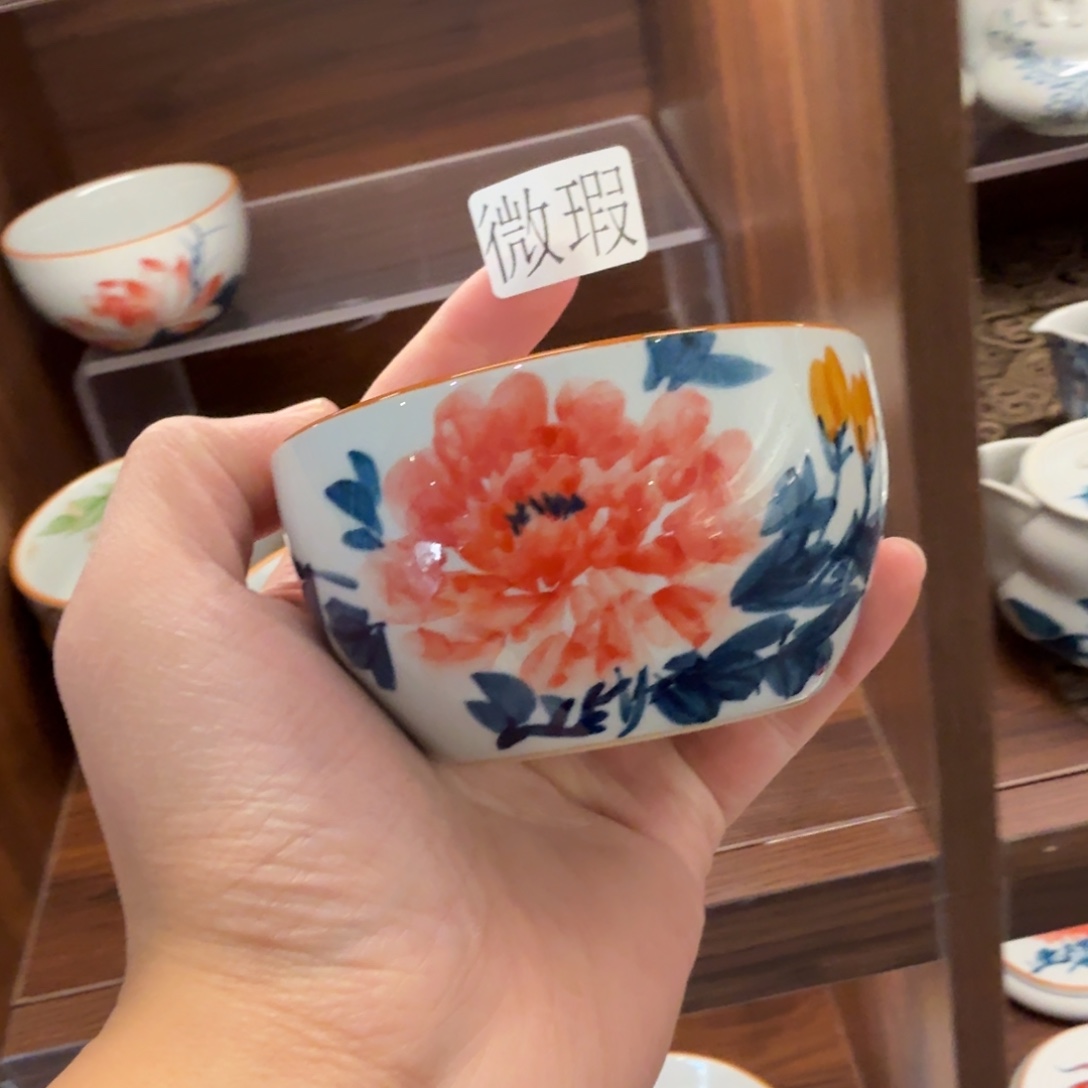 釉下手绘茶具微瑕