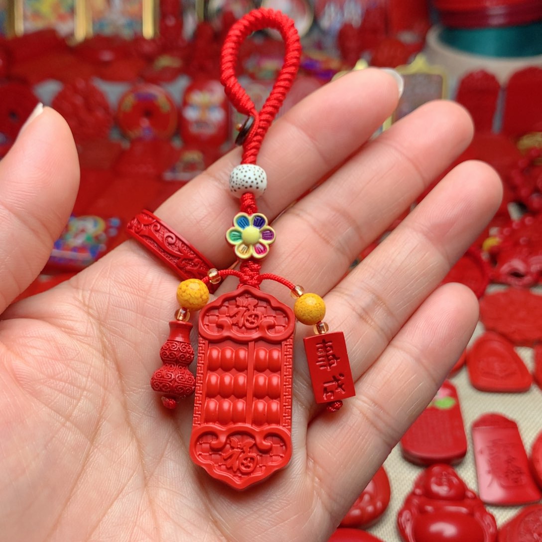 天然辰砂工艺品朱砂钥匙扣包包挂