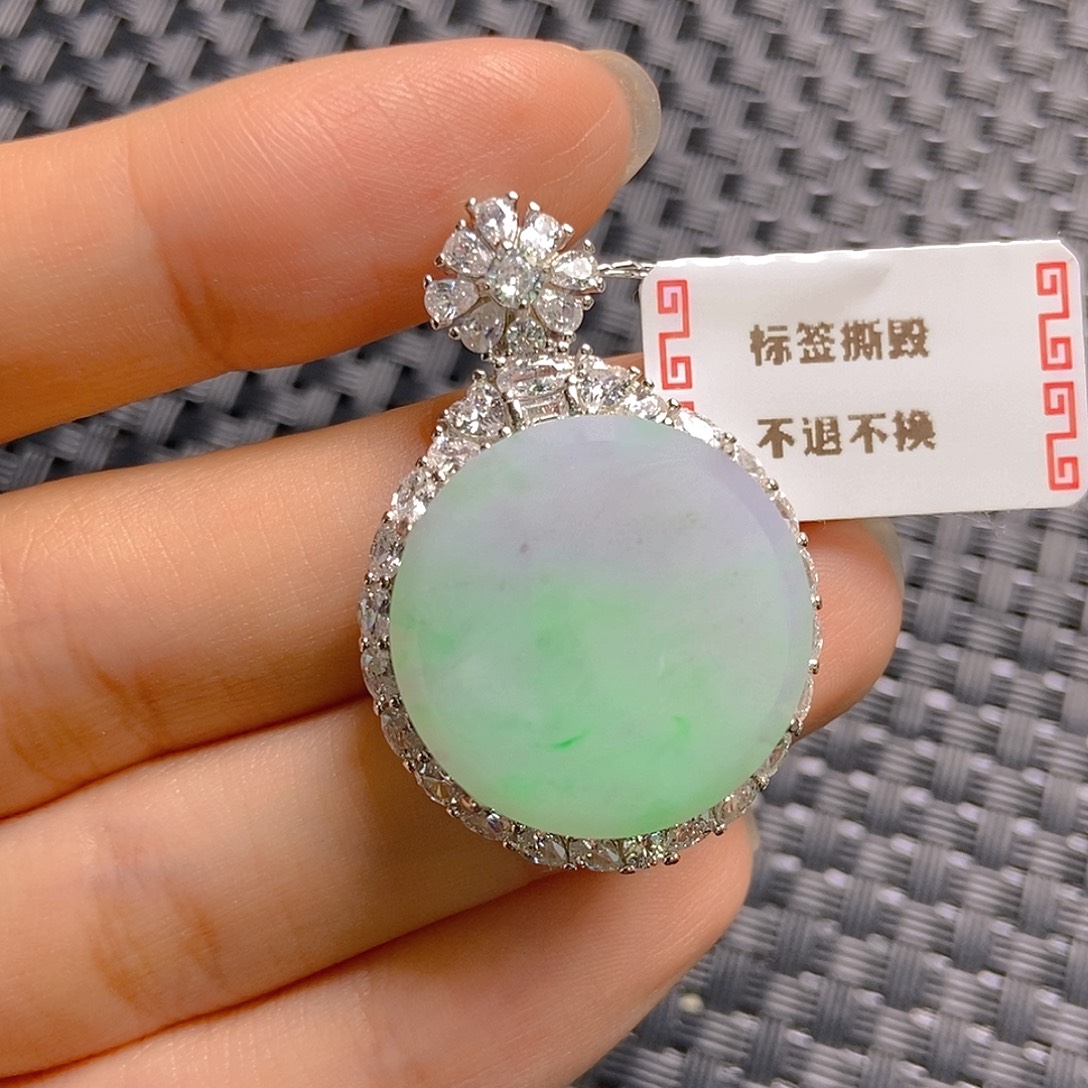 颈饰银S925镶嵌翡翠