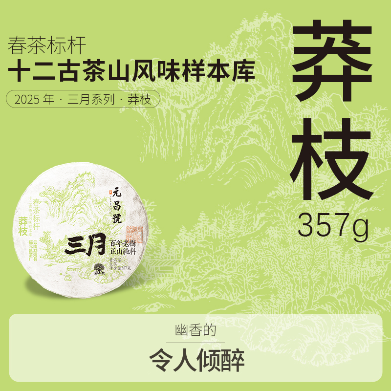 元昌号2025年三月系列莽枝普洱生茶357g 百年古树正山纯料