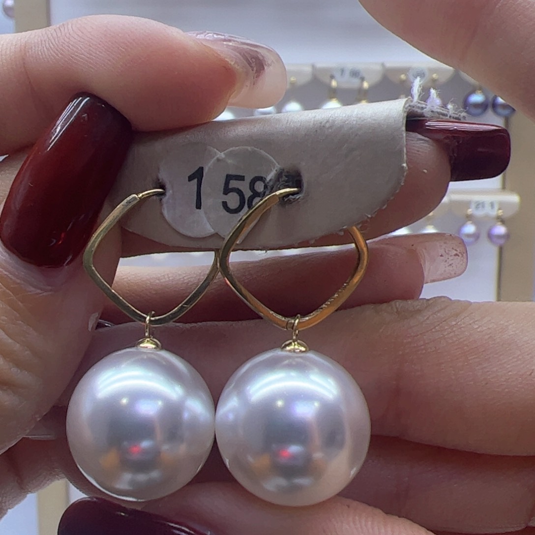 淡水珍珠耳饰18K金镶嵌