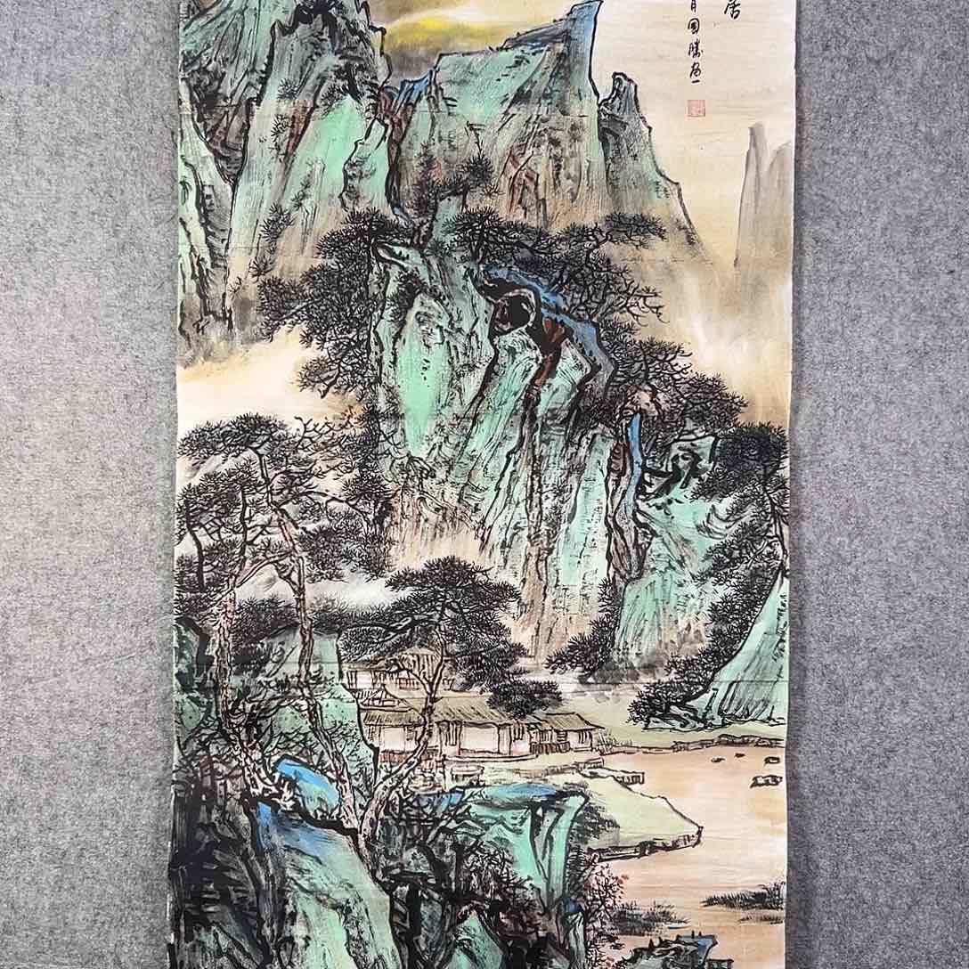 国画702 牡丹之花之叶的颜色与