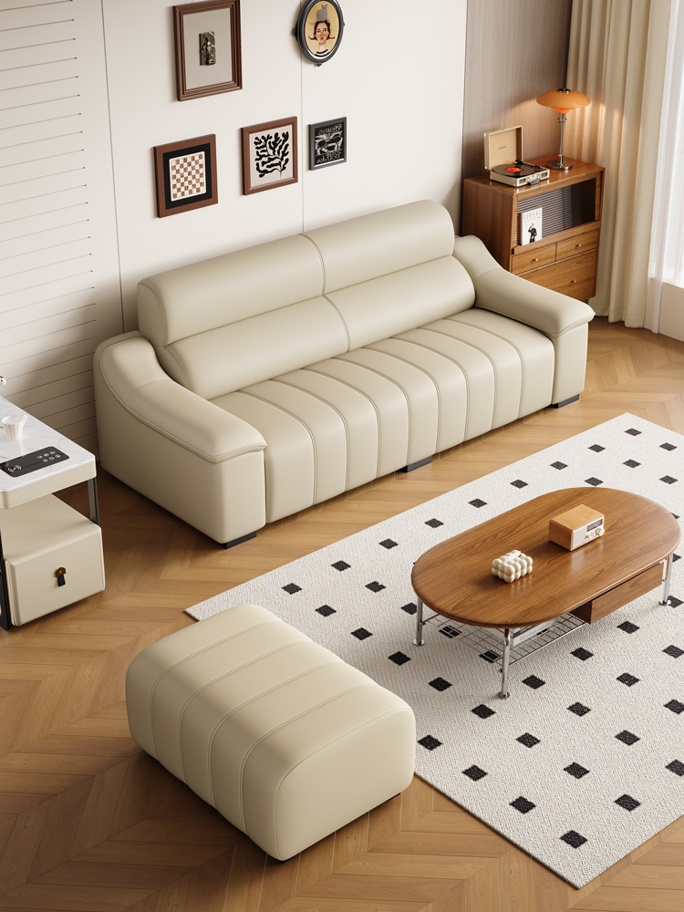 意式轻奢真皮沙发头层牛皮客厅大小户型直排沙发家用办公皮艺沙发