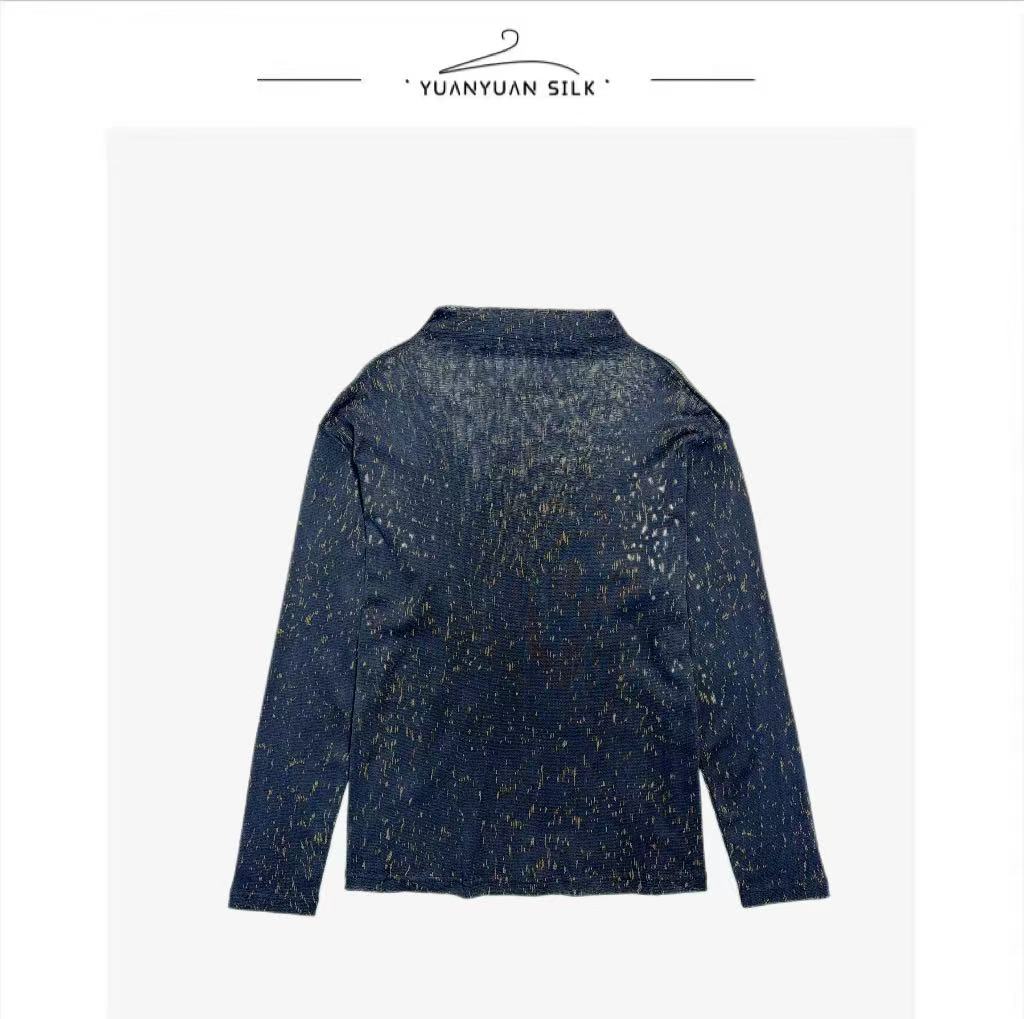 A 100%桑蚕丝简约气质款圆领长袖套头内搭上衣y91-2