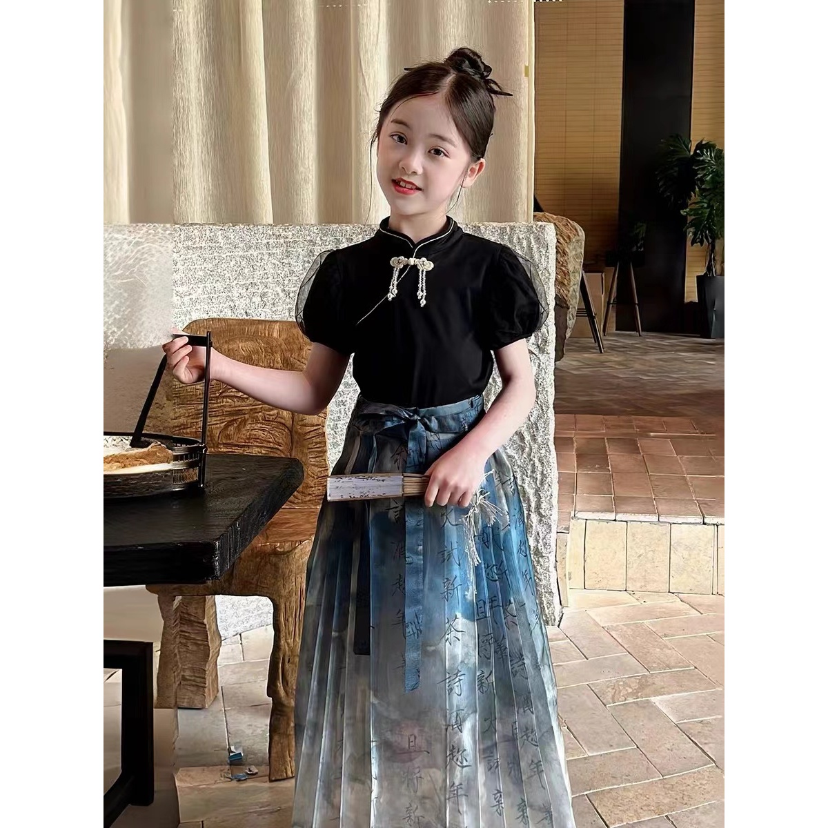 女童2025夏季新款国风汉服两件套B1424