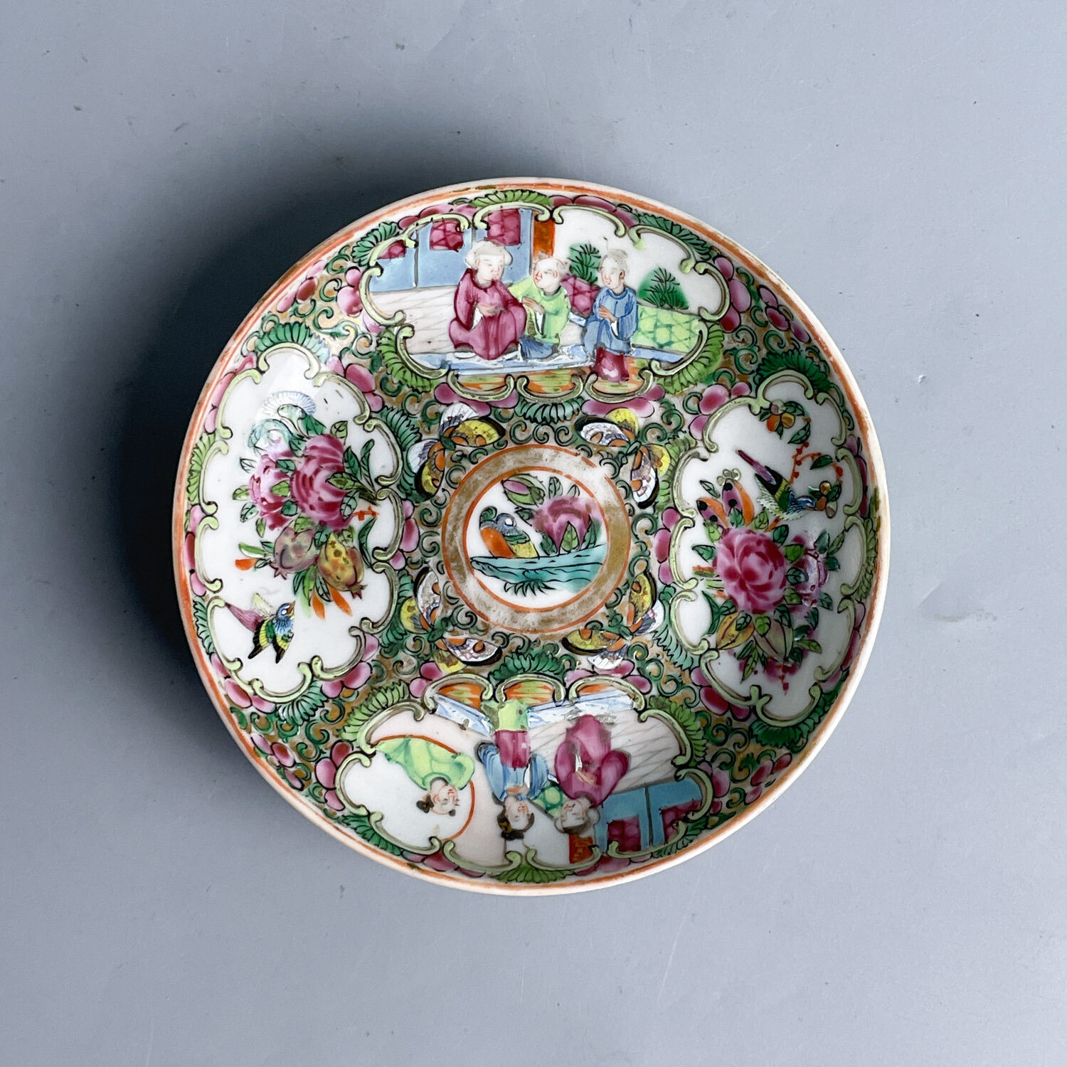 清光绪  广彩花鸟开窗人物盘1 M25GA003798