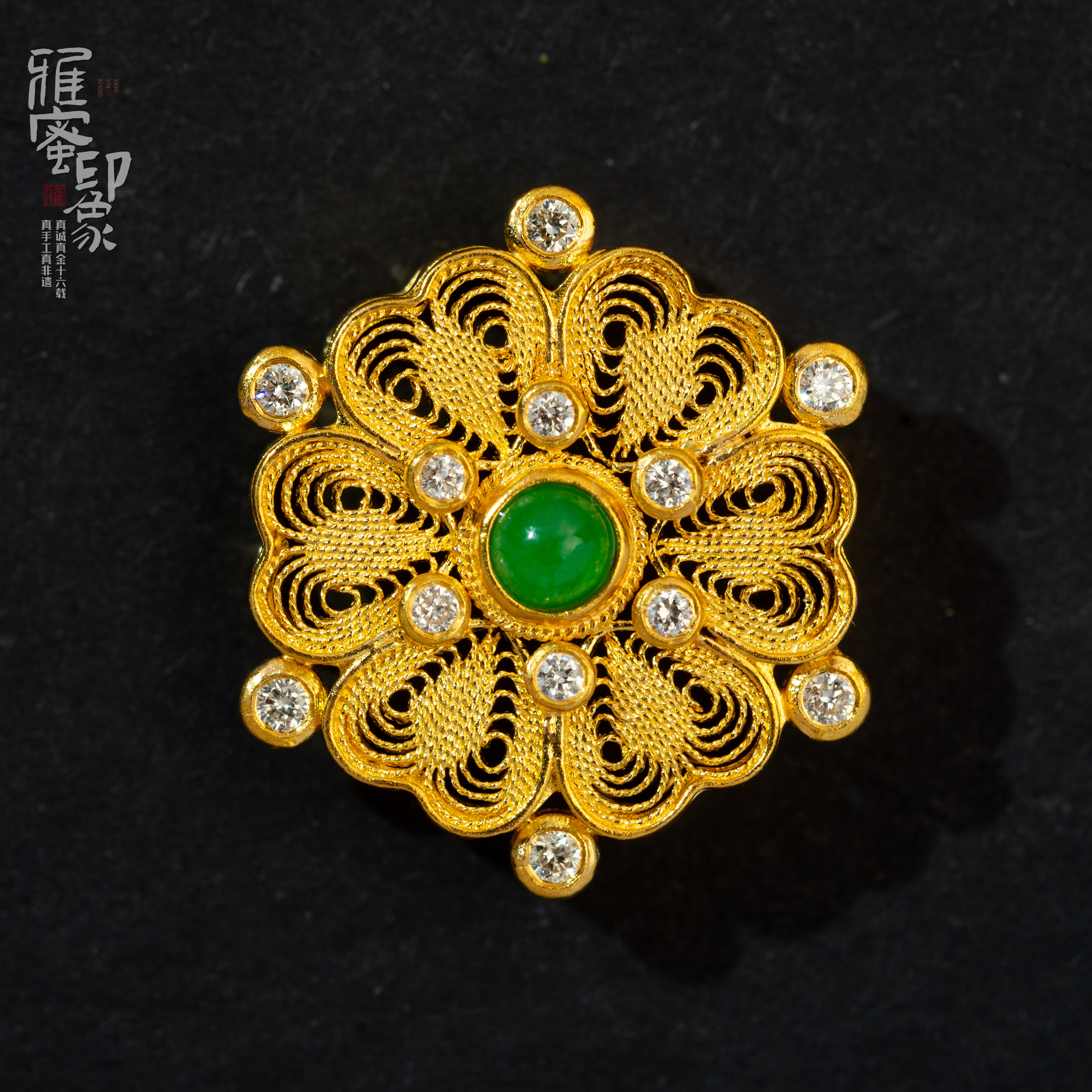 【雅蜜印象】足金錾刻手工黄金高端订制花丝吊坠（多样性发货）