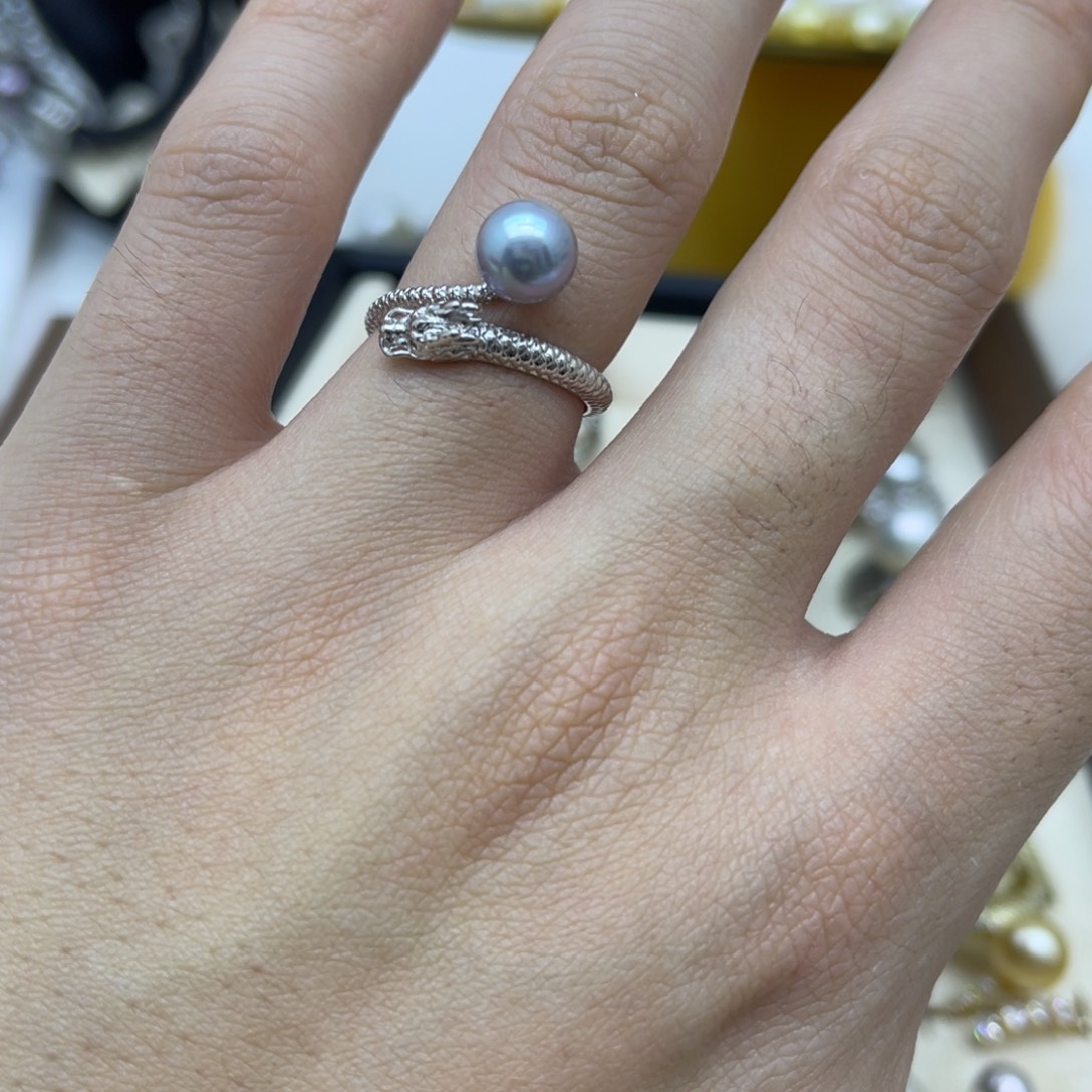 戒指银S925镶嵌海水珍珠