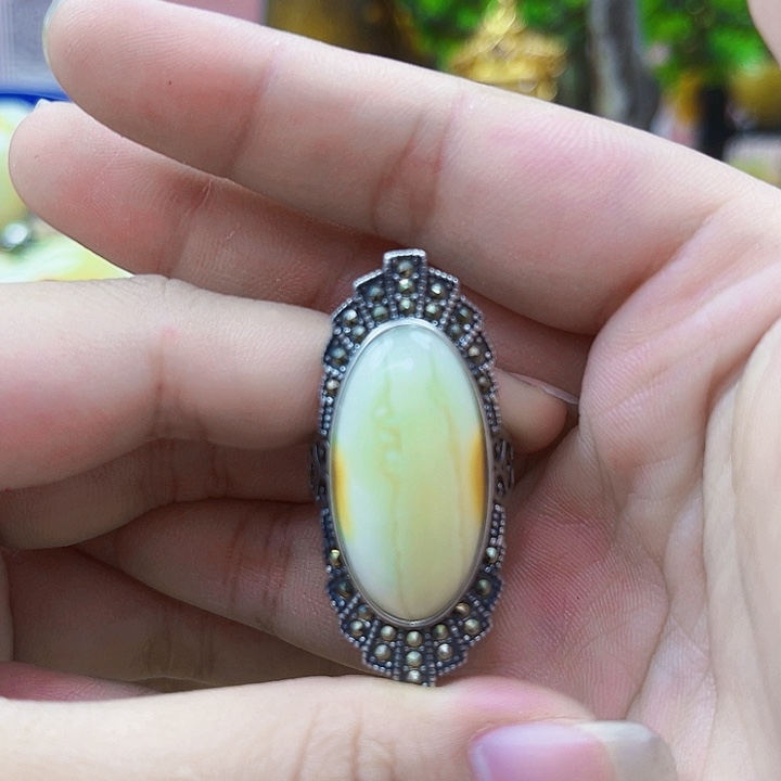 银S925镶嵌颈饰蜜蜡戒指