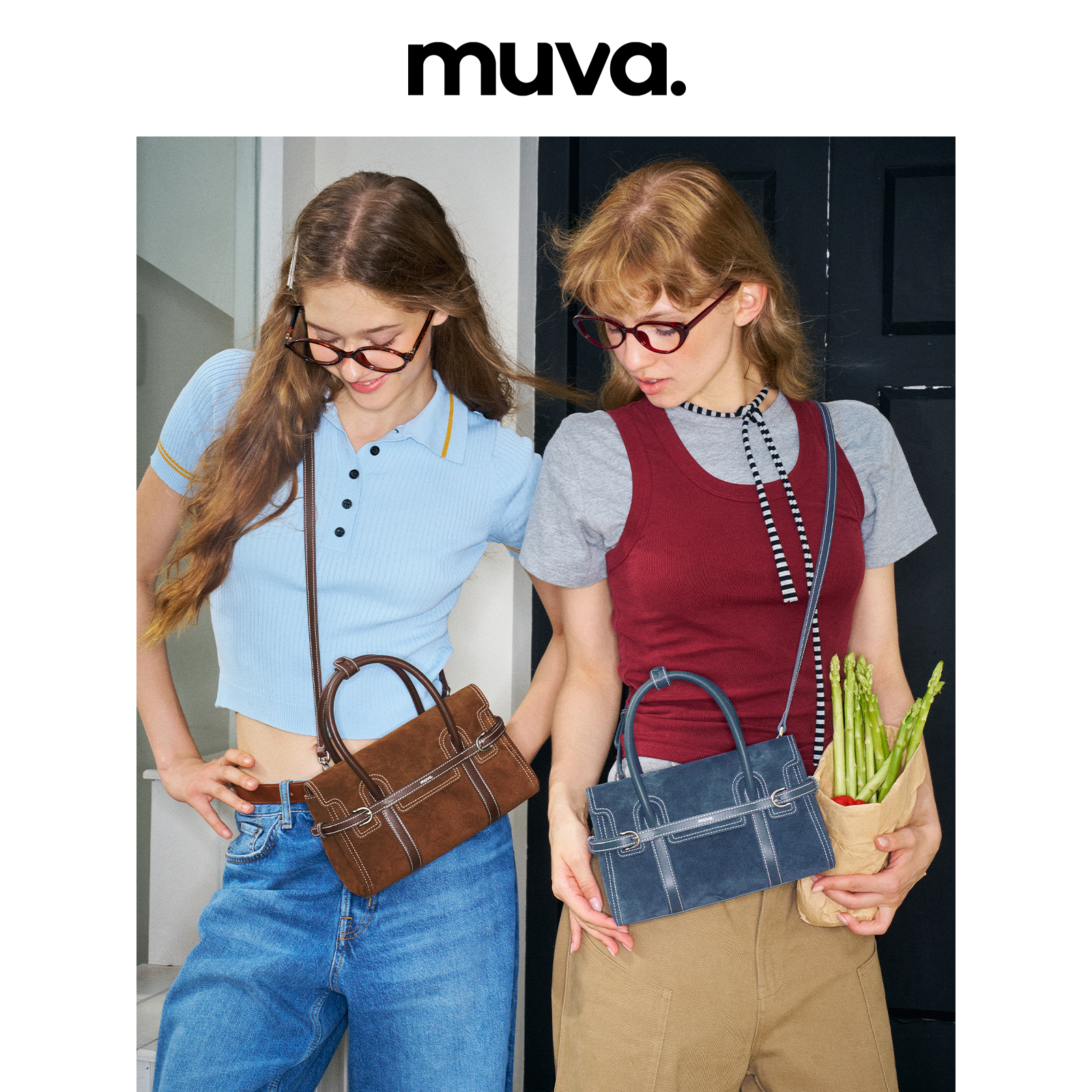 MUVA英伦风袢带手提斜挎包高级感通勤外出小拎包小众日常8.15新款