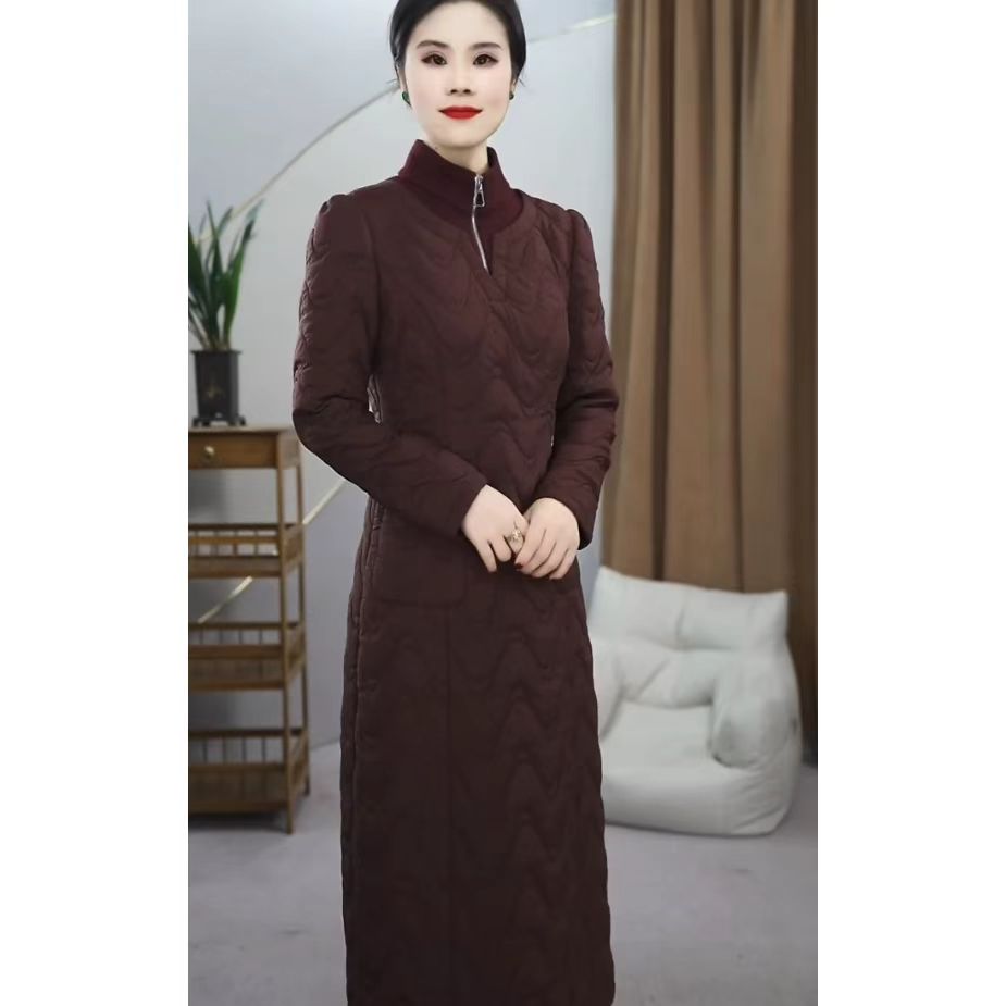 新款新中式妈妈装洋气时尚减龄修身遮肉显瘦连衣裙加厚秋冬款2618